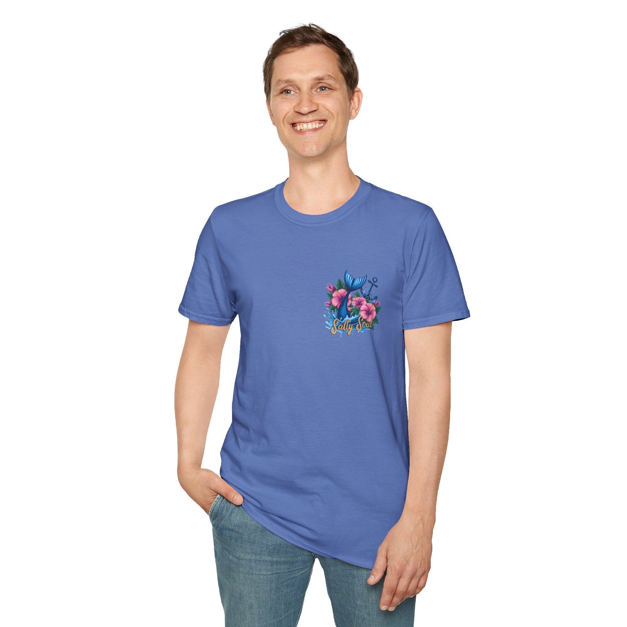 Salty Soul Mermaid Anchor Floral T-Shirt — Cute Beach Gift for Women Nautical Tee