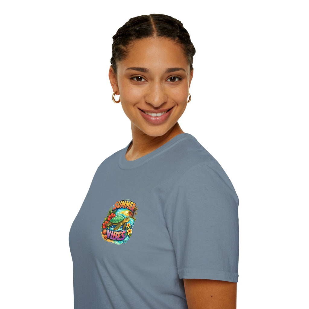Summer Vibes Sea Turtle T-Shirt — Cute Beach Gift for Women Surf Floral Graphic Tee
