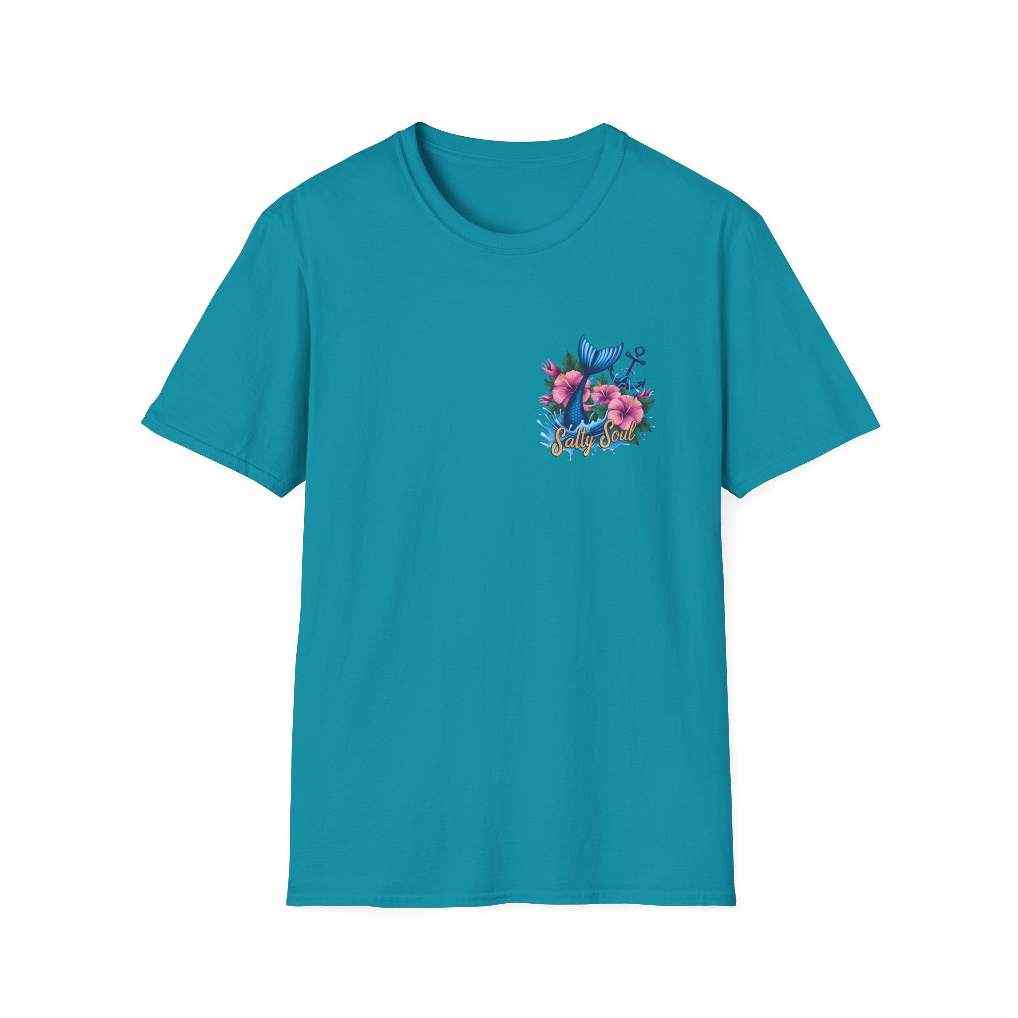 Salty Soul Mermaid Anchor Floral T-Shirt — Cute Beach Gift for Women Nautical Tee