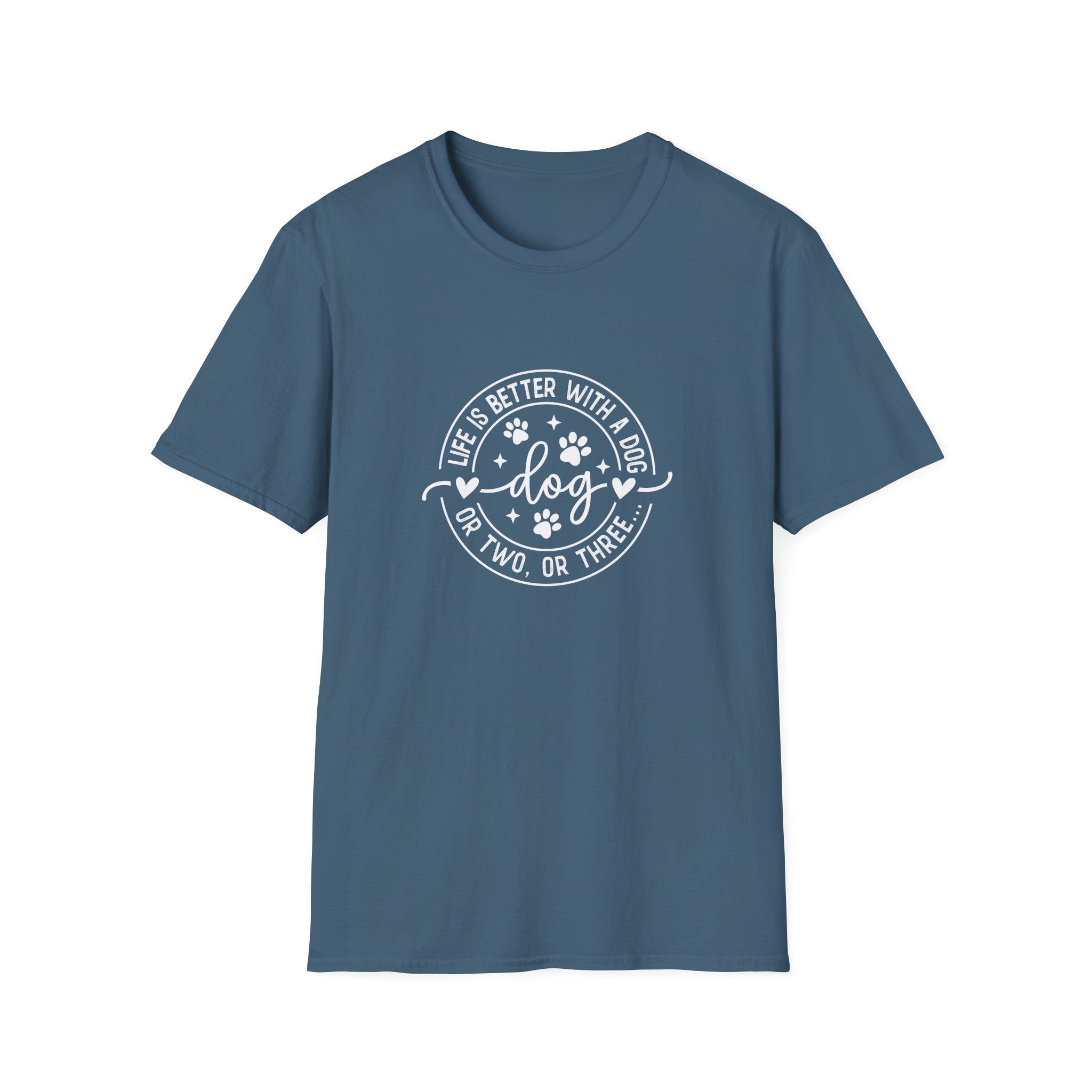 Life Is Better With a Dog T-Shirt — Funny Dog Lover Gift for Women Paw Print Tee