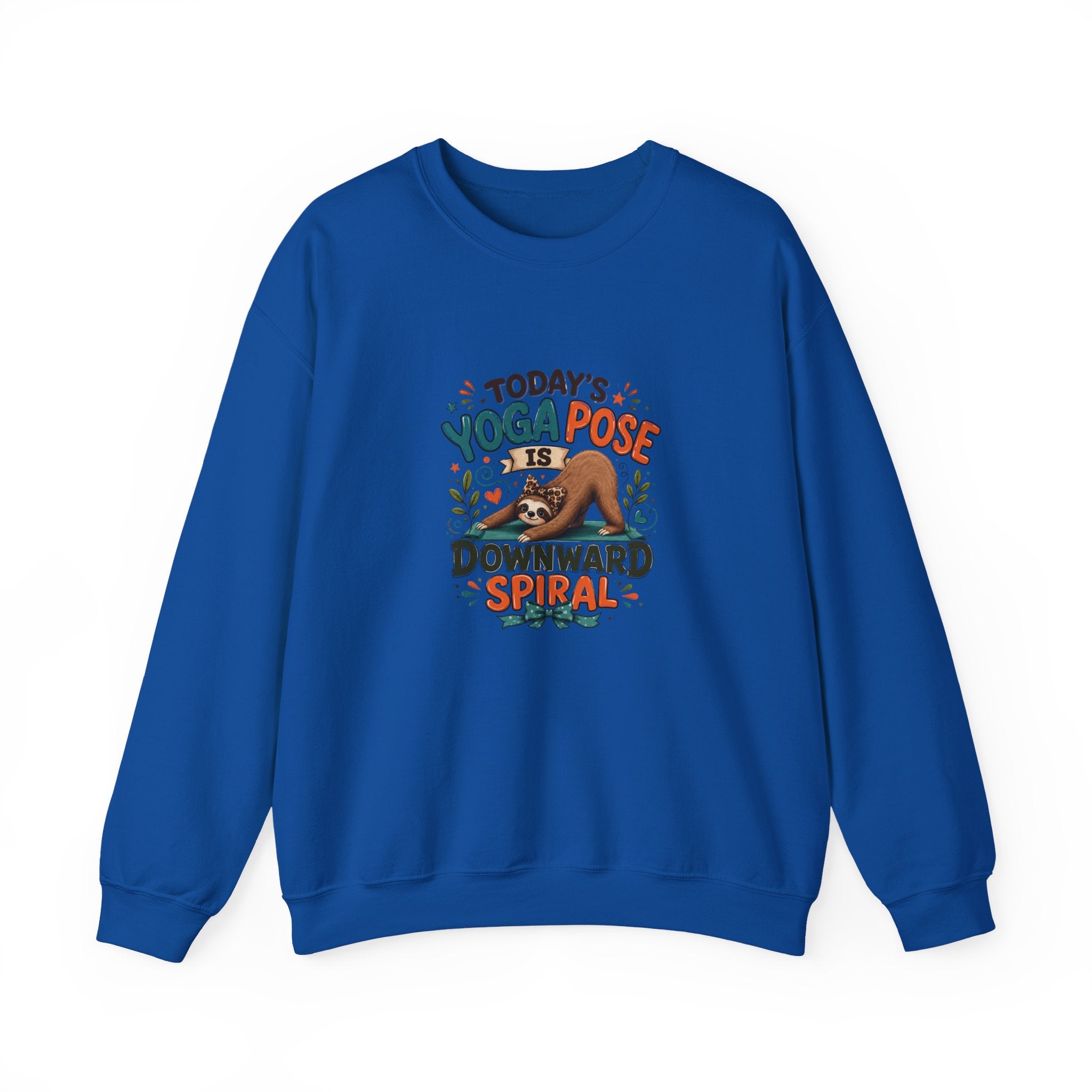 Downward Spiral Sloth Sweatshirt — Funny Lazy Gift for Her Yoga Pose Crewneck
