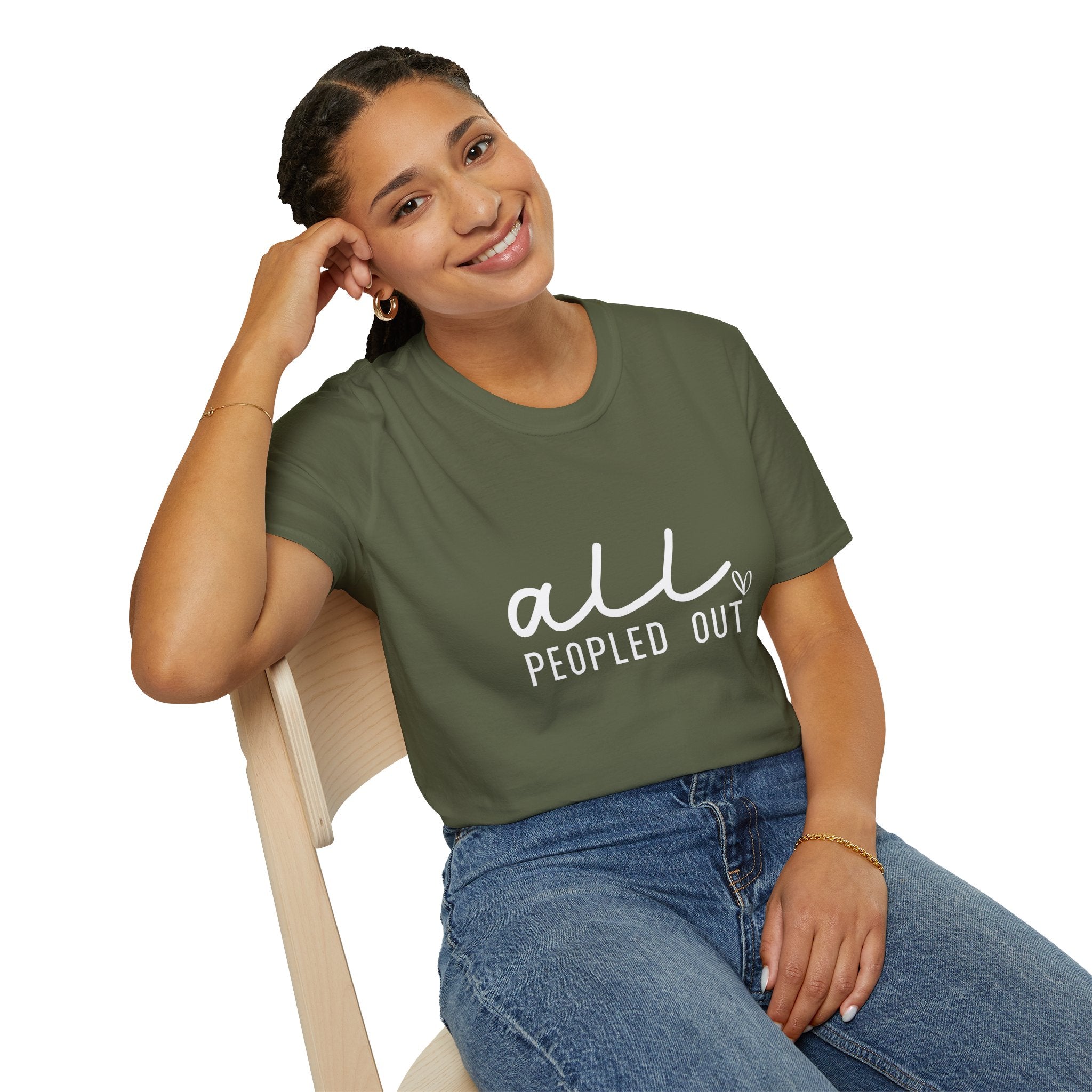 All Peopled Out T-Shirt — Funny Introvert Gift for Her Sarcastic Anti-Social Tee