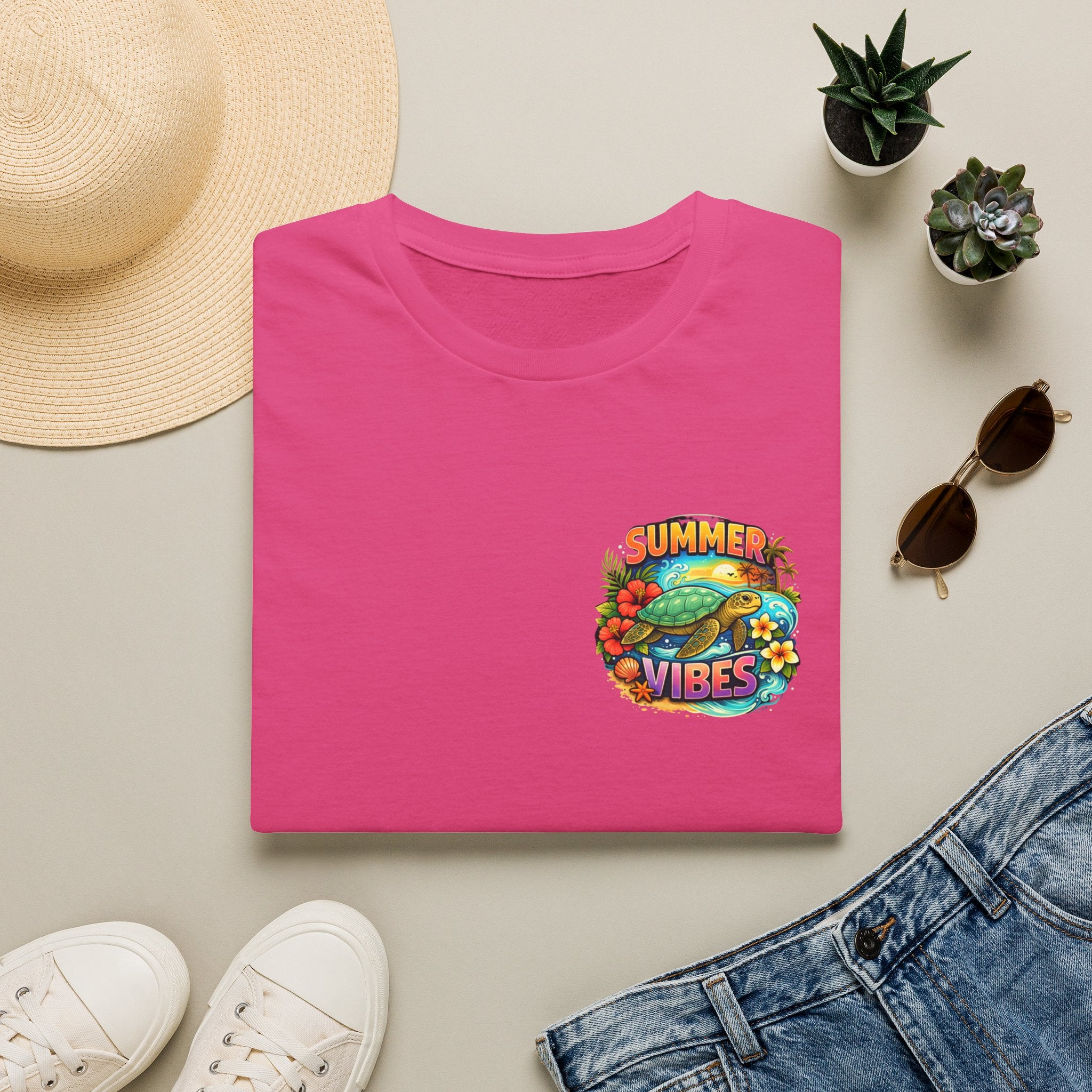 Summer Vibes Sea Turtle T-Shirt — Cute Beach Gift for Women Surf Floral Graphic Tee