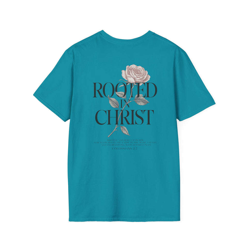 Rooted in Christ Floral T-Shirt — Christian Gift for Women Faith Graphic Tee