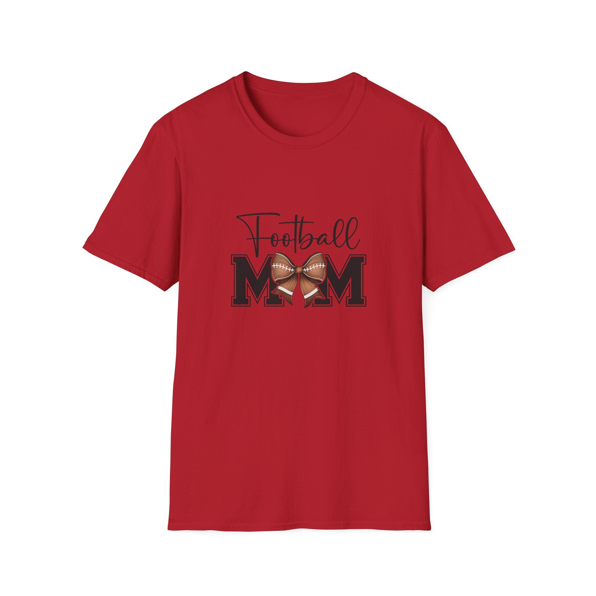 Football Mom Script T-Shirt — Cute Bow Gift for Proud Moms Game Day Graphic Tee