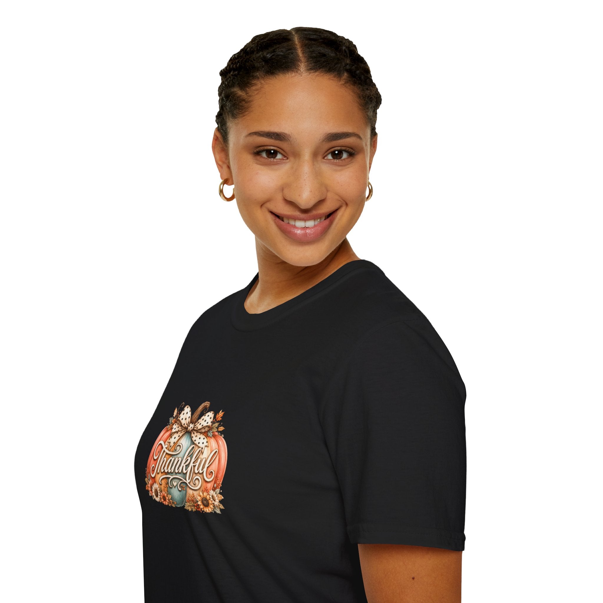 Thankful Pumpkin T-Shirt — Cute Fall Thanksgiving Gift for Women Graphic Tee