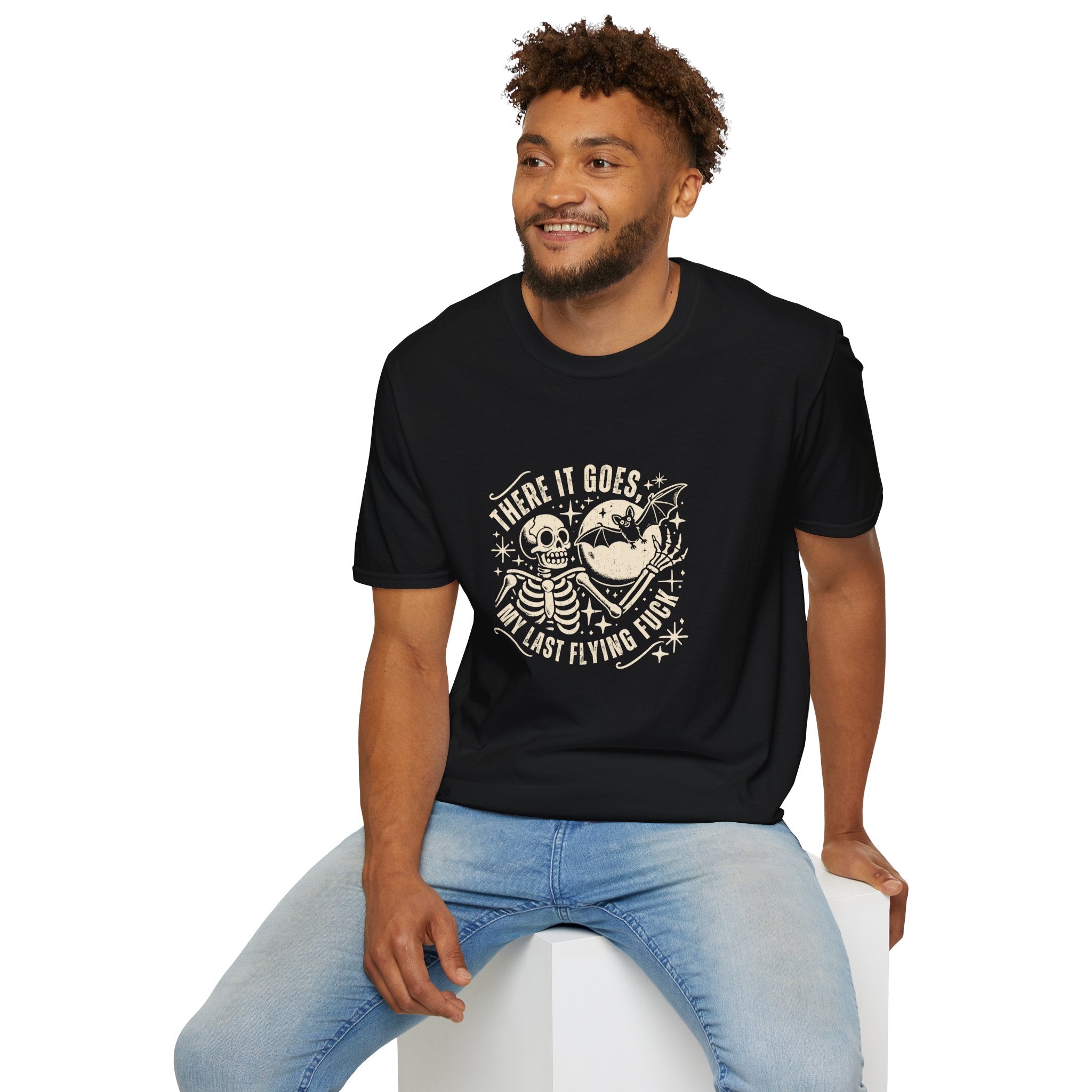 There It Goes Skull Moon & Bat T-Shirt — Cute Halloween Gift for Women Graphic Tee