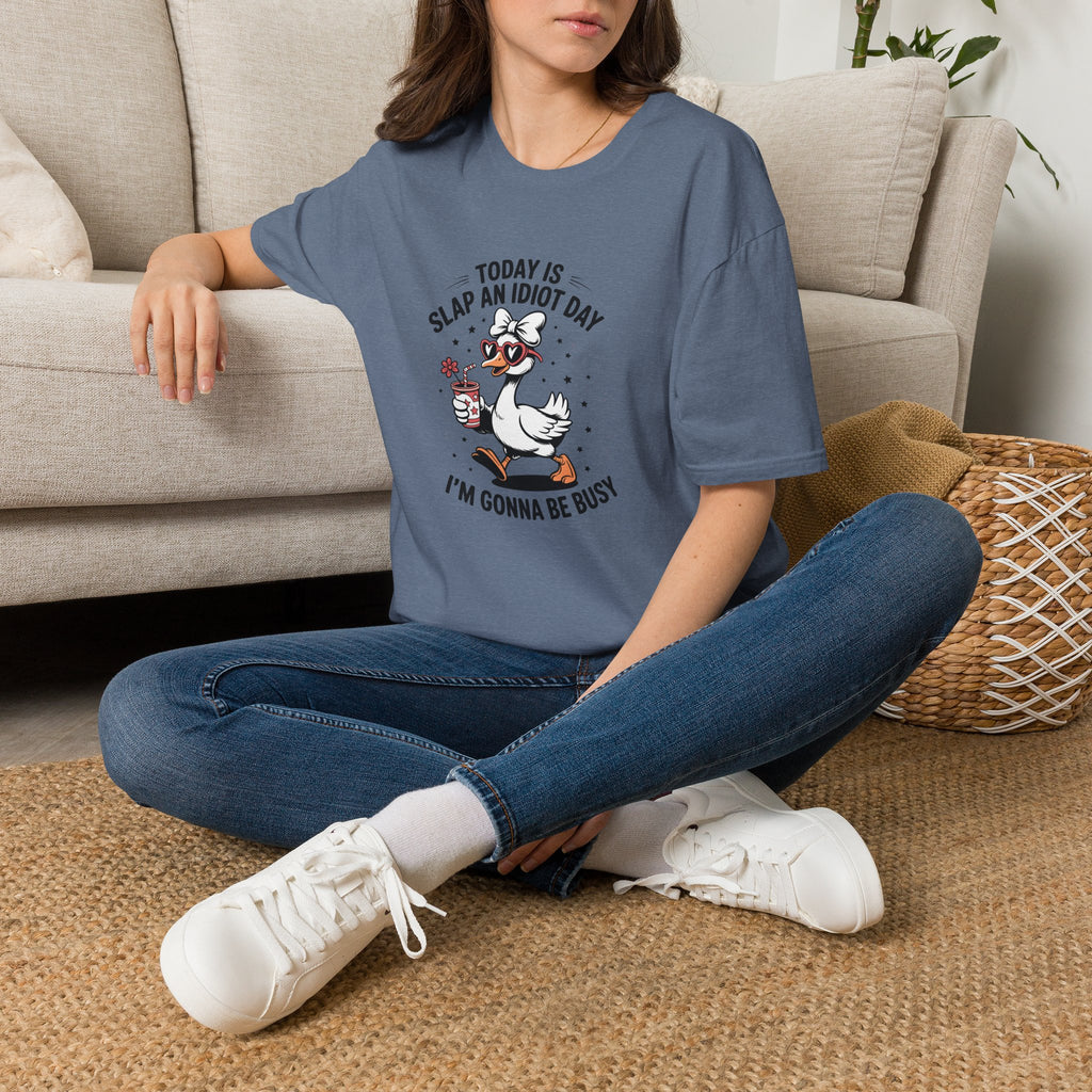 Today Is Slap An Idiot Day Duck T-Shirt — Funny Sarcastic Gift for Her Graphic Tee