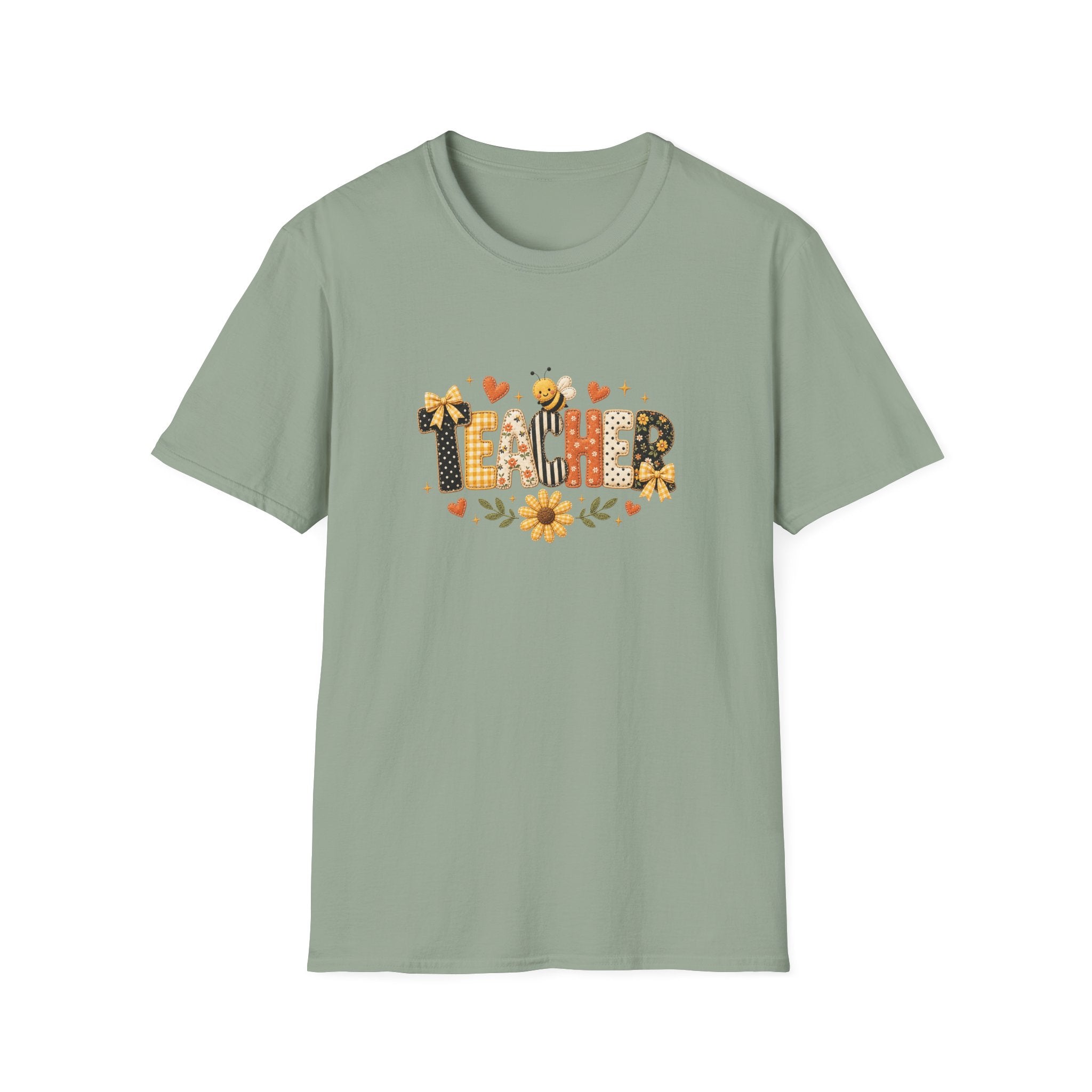 Teacher Floral Bee T-Shirt — Cute Back-to-School Gift for Teachers Graphic Tee