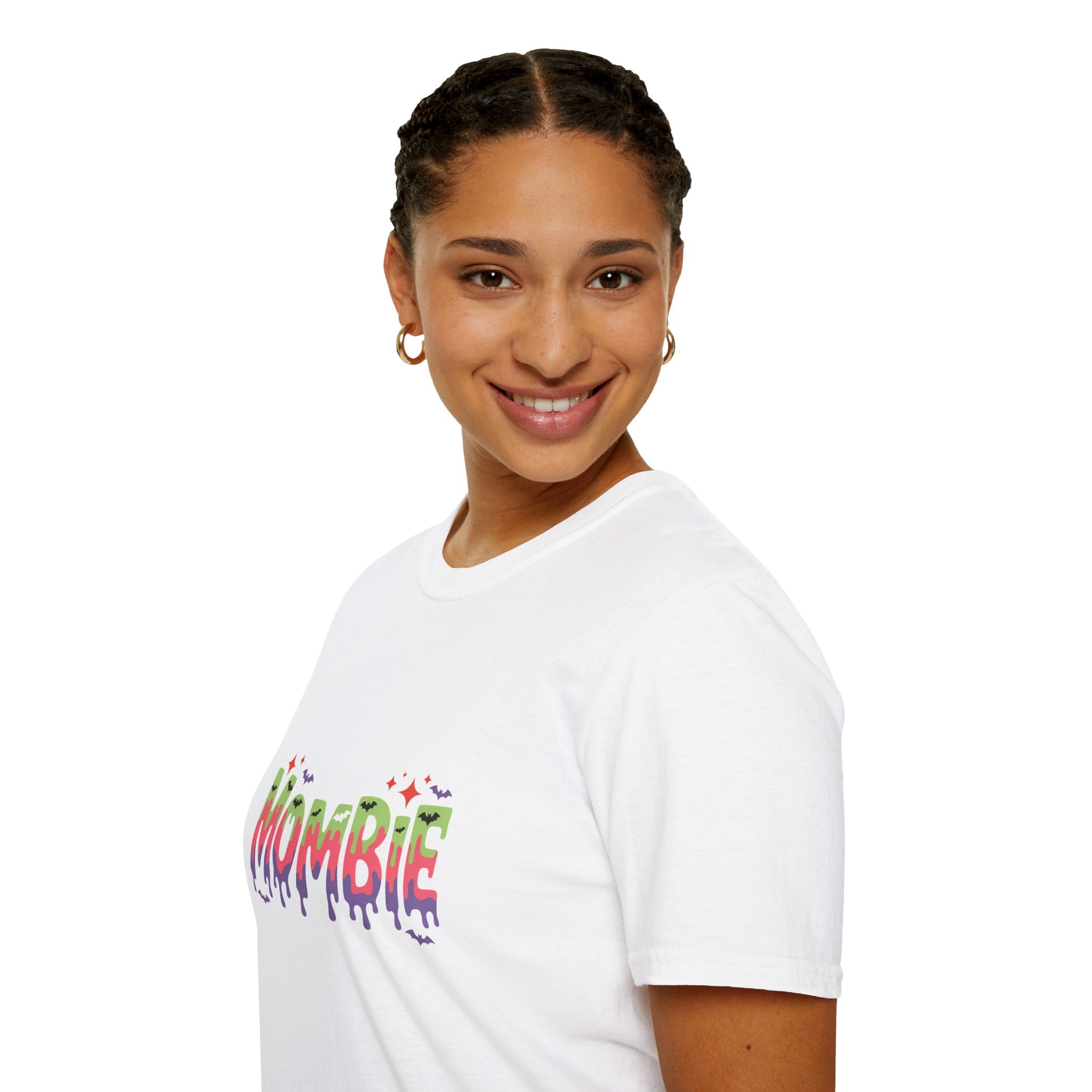 Mombie Halloween T-Shirt — Funny Zombie Mom Gift for Her Neon Graphic Tee