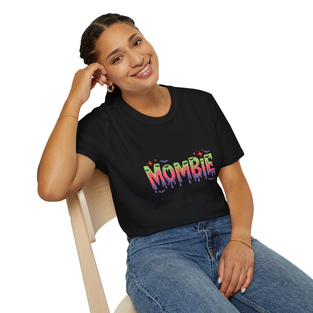 Mombie Halloween T-Shirt — Funny Zombie Mom Gift for Her Neon Graphic Tee