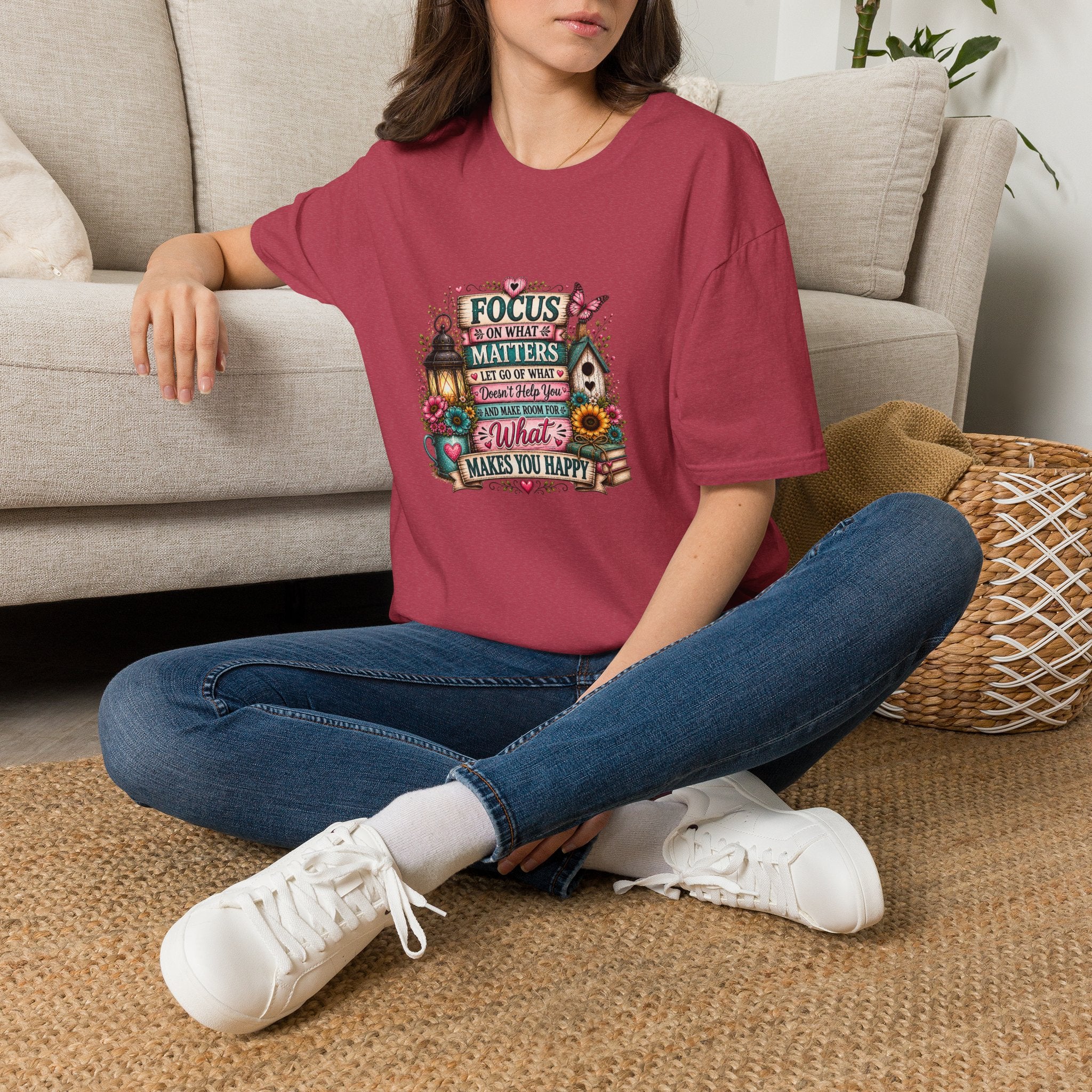 Focus on What Matters Floral T-Shirt — Inspirational Motivational Gift for Women Tee