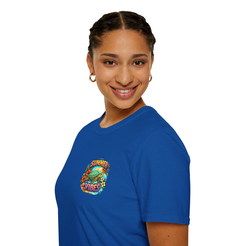 Summer Vibes Sea Turtle T-Shirt — Cute Beach Gift for Women Surf Floral Graphic Tee