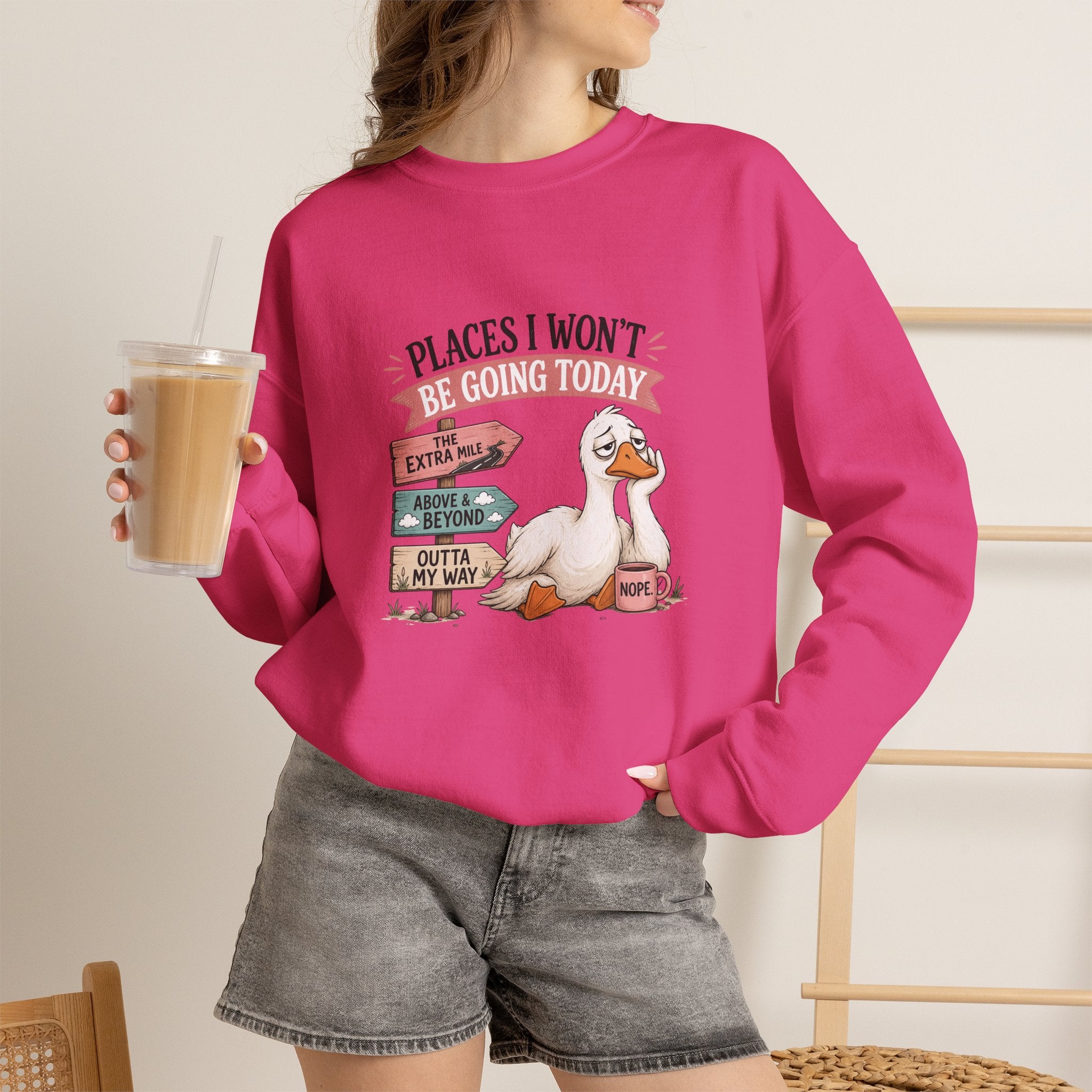 Places I Won't Be Going Today Goose Sweatshirt — Funny Introvert Gift for Her Crewneck