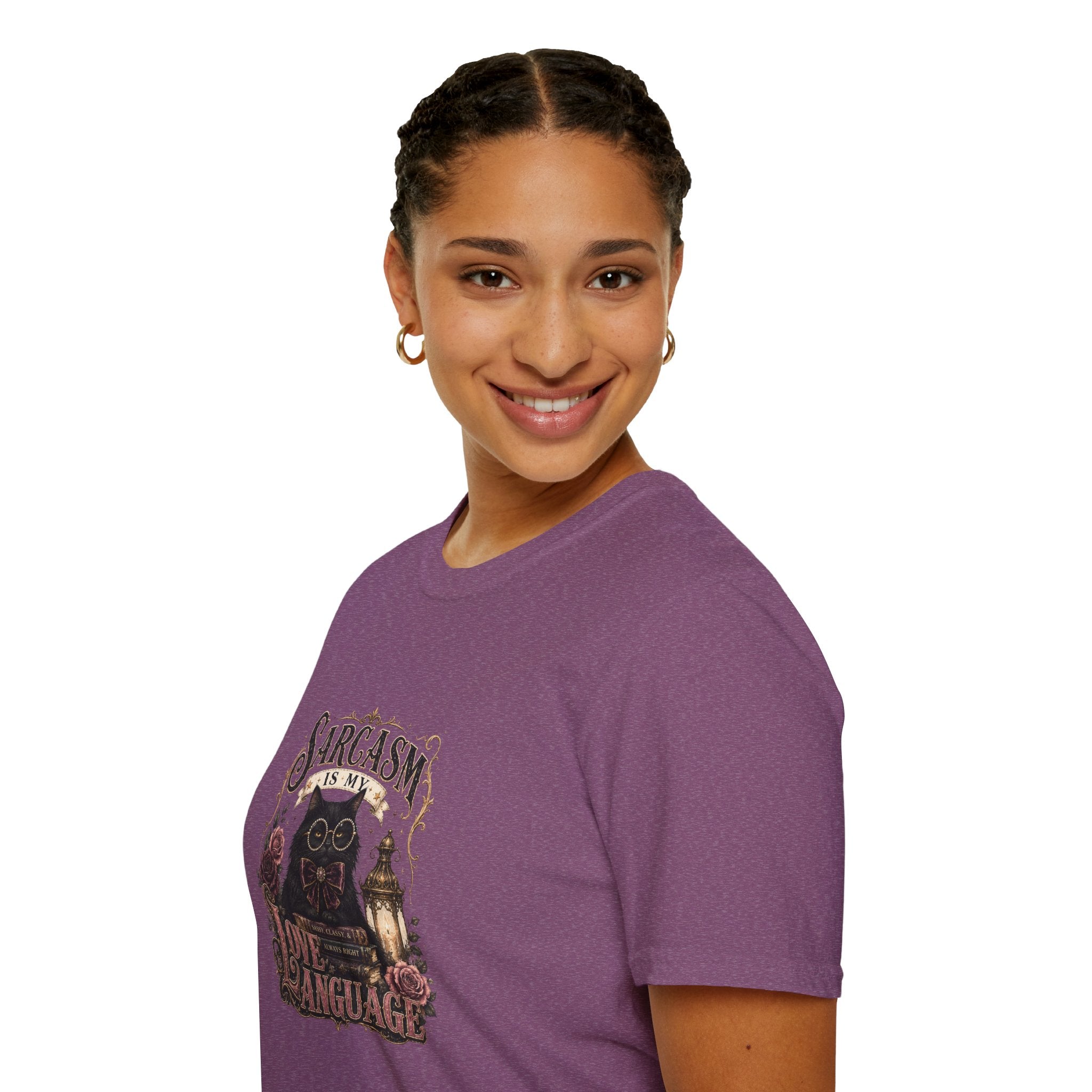 Sarcasm Is My Love Language Cat T-Shirt — Funny Gift for Her Vintage Graphic Tee