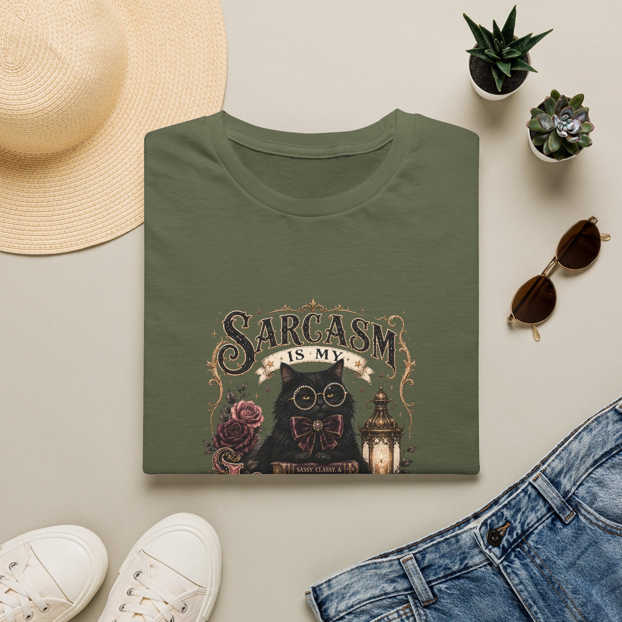 Sarcasm Is My Love Language Cat T-Shirt — Funny Gift for Her Vintage Graphic Tee