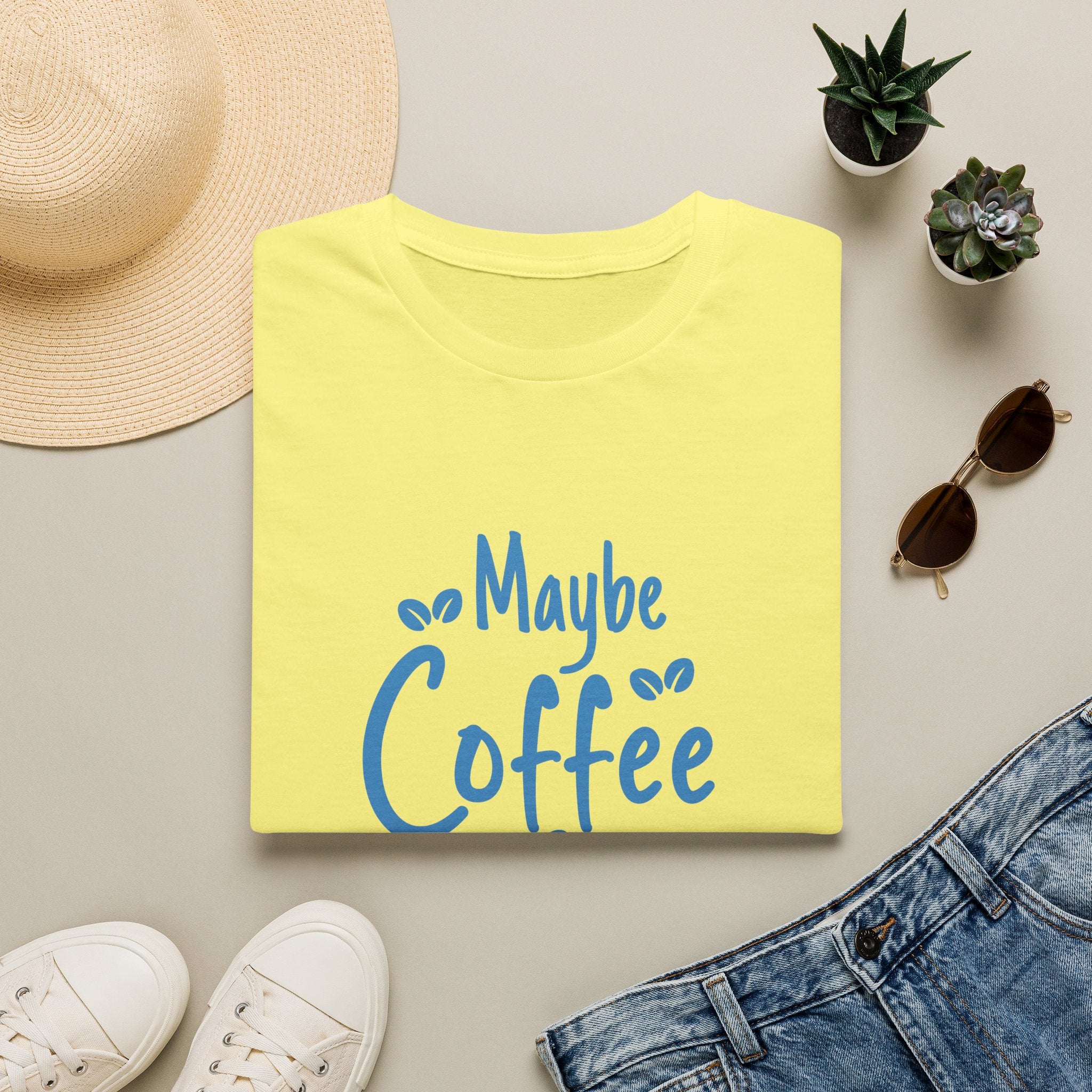 Maybe Coffee Is Addicted to Me T-Shirt — Funny Coffee Lover Gift for Her Graphic Tee