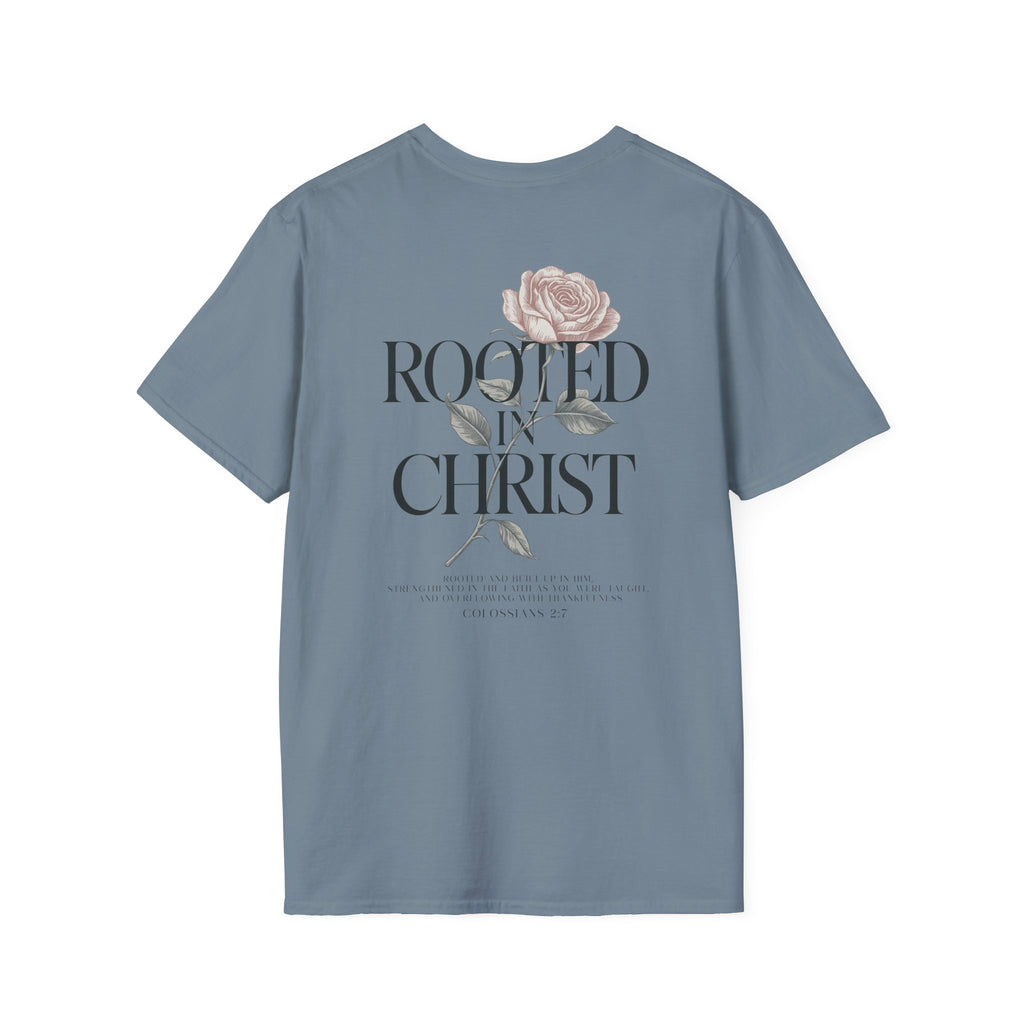 Rooted in Christ Floral T-Shirt — Christian Gift for Women Faith Graphic Tee