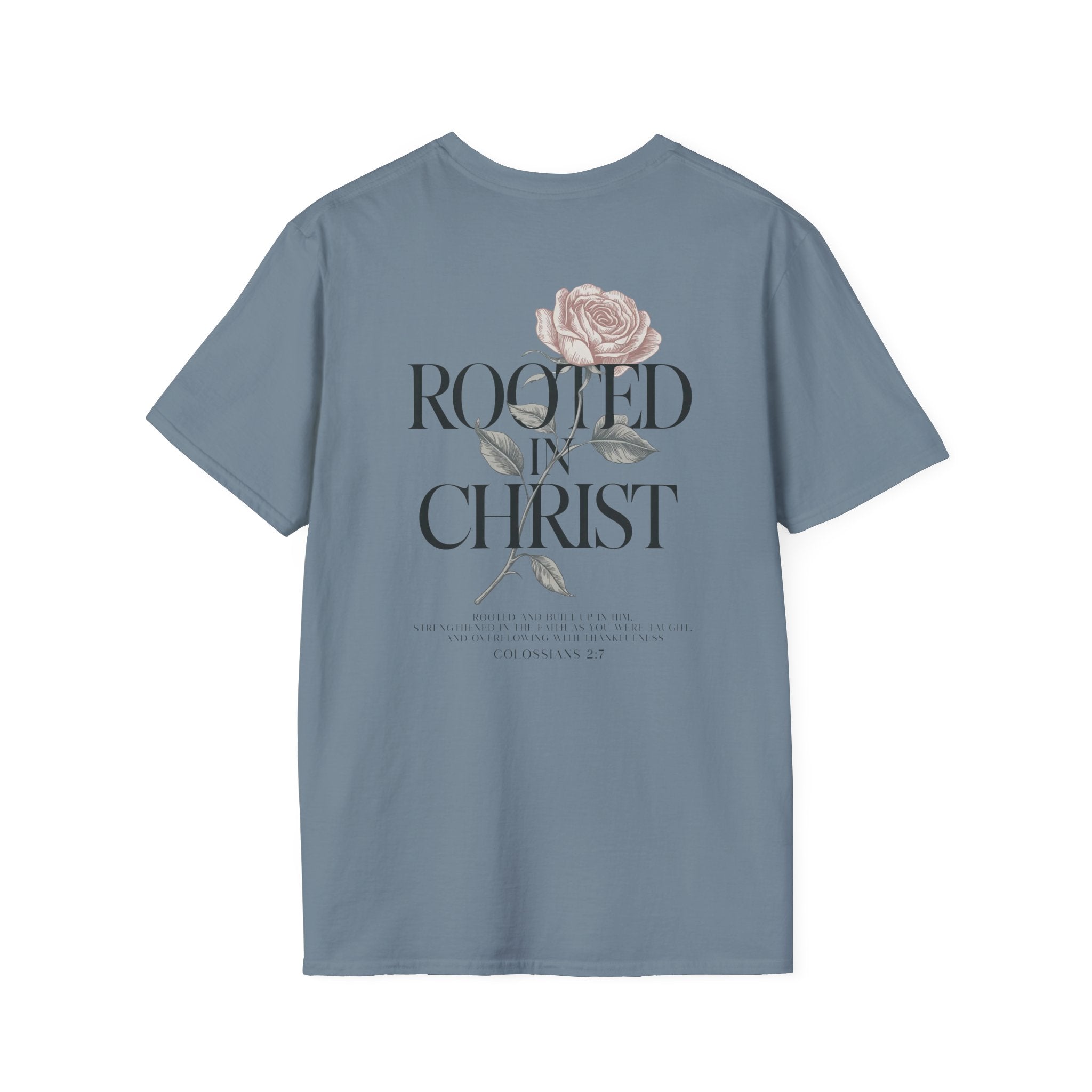 Rooted in Christ Floral T-Shirt — Christian Gift for Women Faith Graphic Tee