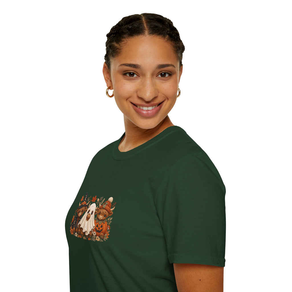 Halloween Cows Trio T-Shirt — Cute Funny Gift for Her Ghost & Pumpkin Fall Tee