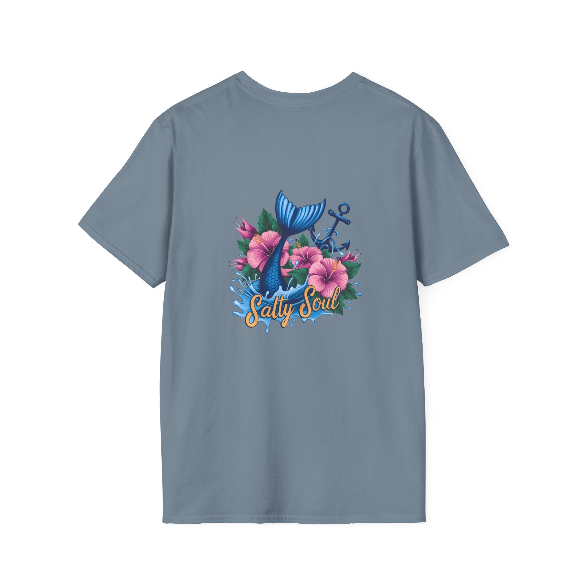 Salty Soul Mermaid Anchor Floral T-Shirt — Cute Beach Gift for Women Nautical Tee
