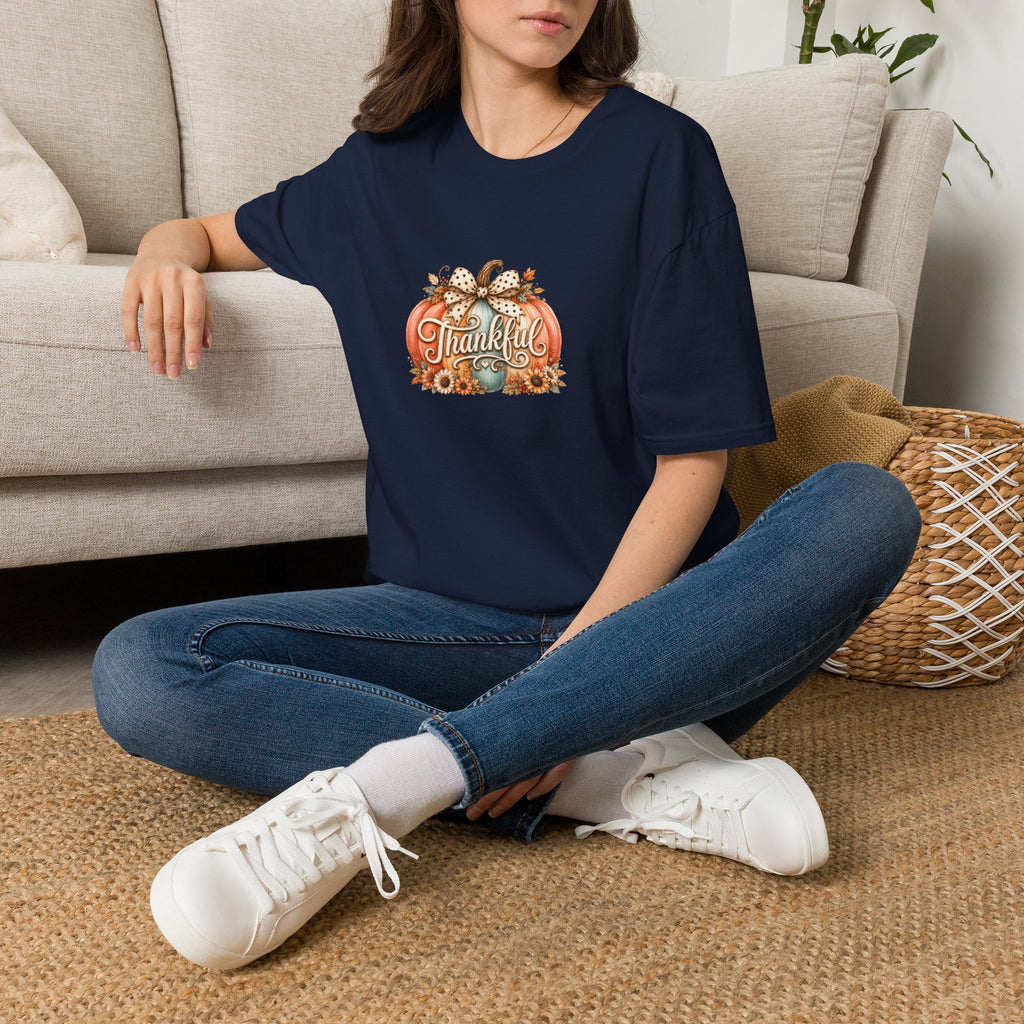 Thankful Pumpkin T-Shirt — Cute Fall Thanksgiving Gift for Women Graphic Tee