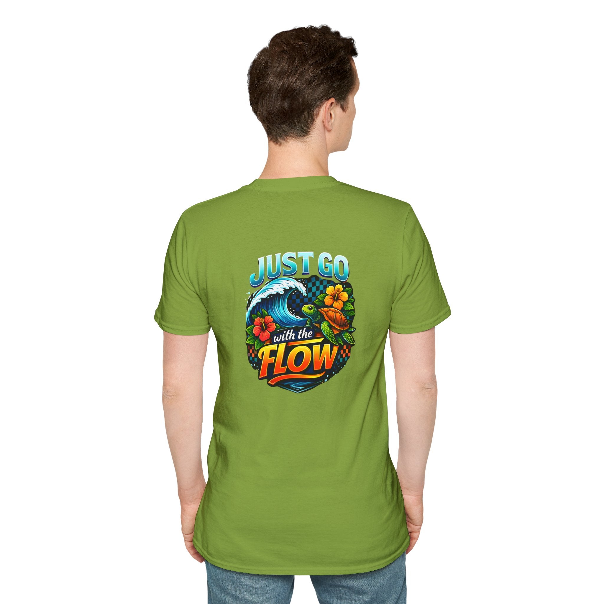 Go With the Flow Sea Turtle T-Shirt — Cute Beach Gift for Women Ocean Floral Tee
