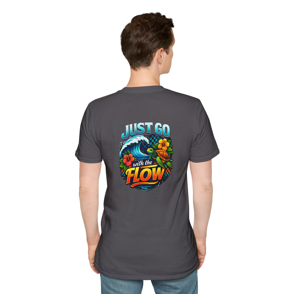 Go With the Flow Sea Turtle T-Shirt — Cute Beach Gift for Women Ocean Floral Tee