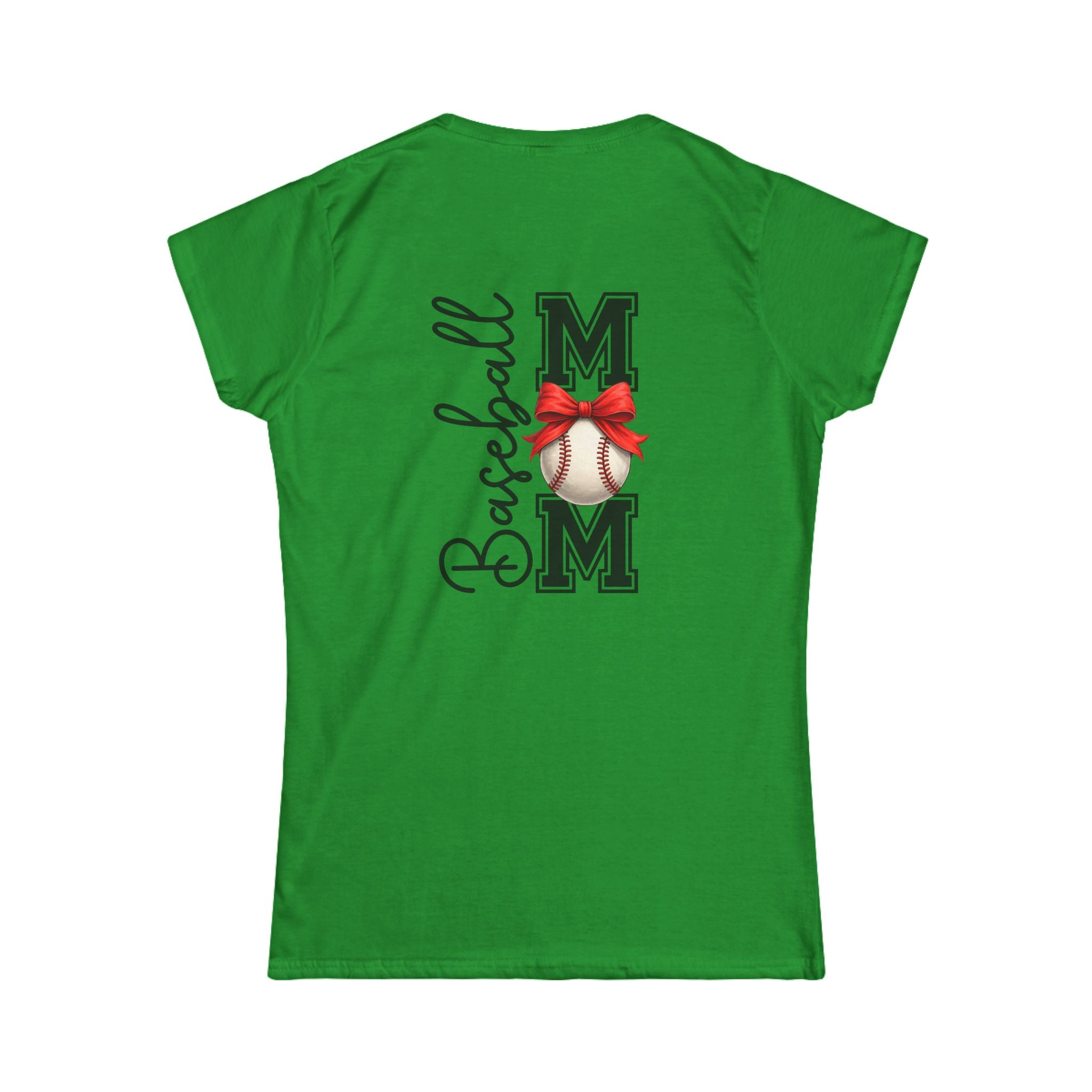 Baseball Mom Script T-Shirt — Cute Bow Gift for Sports Moms Game Day Tee
