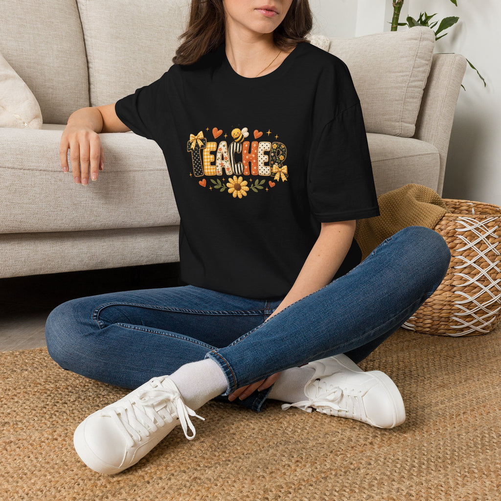 Teacher Floral Bee T-Shirt — Cute Back-to-School Gift for Teachers Graphic Tee