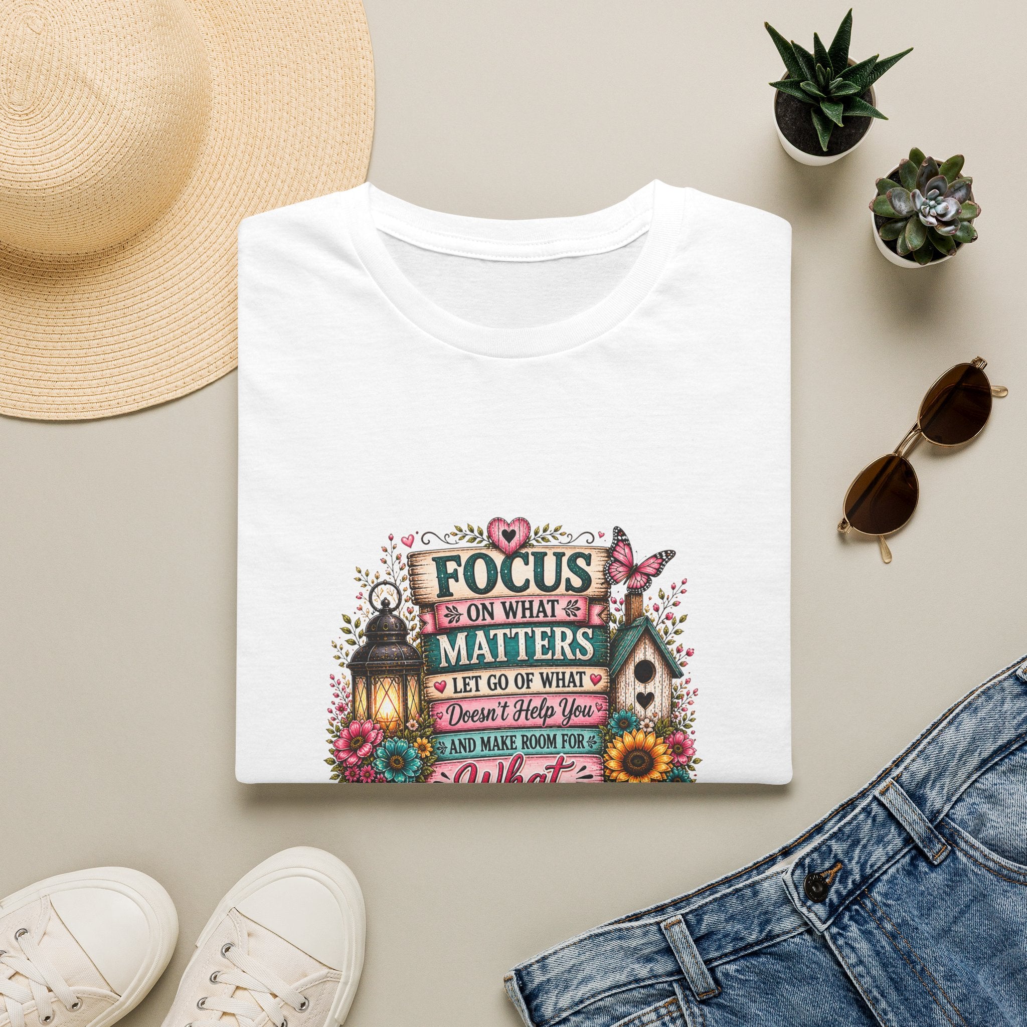 Focus on What Matters Floral T-Shirt — Inspirational Motivational Gift for Women Tee