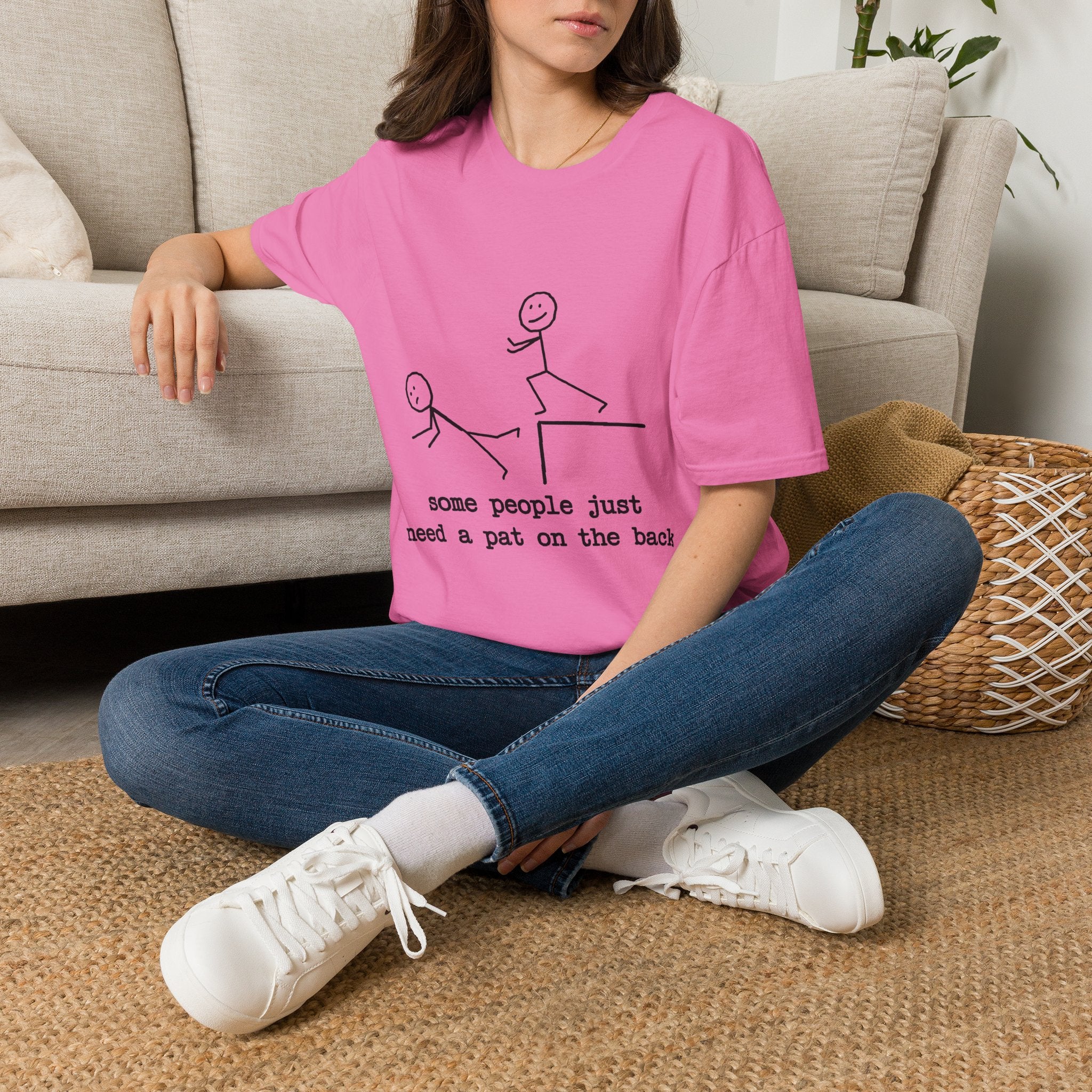 T-Shirt — "Some People Just Need a Pat on the Back" Stick Figure Humor Tee