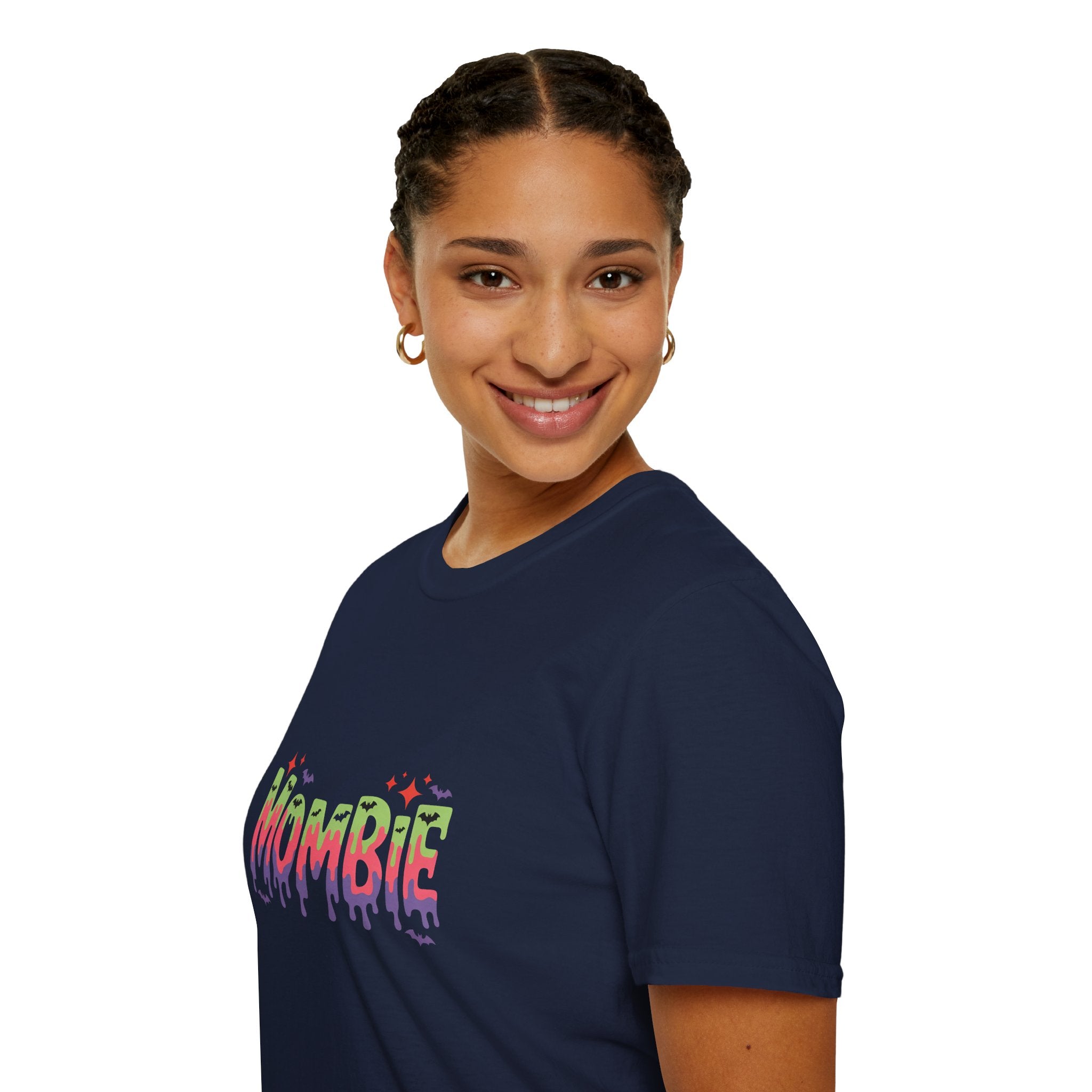 Mombie Halloween T-Shirt — Funny Zombie Mom Gift for Her Neon Graphic Tee
