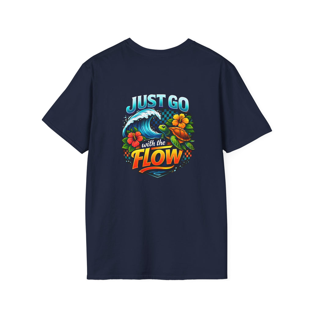 Go With the Flow Sea Turtle T-Shirt — Cute Beach Gift for Women Ocean Floral Tee