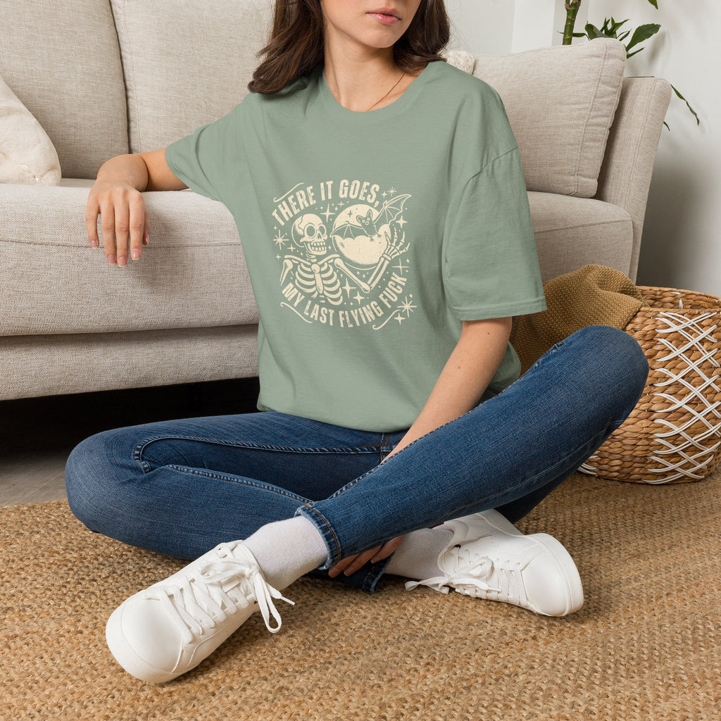 There It Goes Skull Moon & Bat T-Shirt — Cute Halloween Gift for Women Graphic Tee