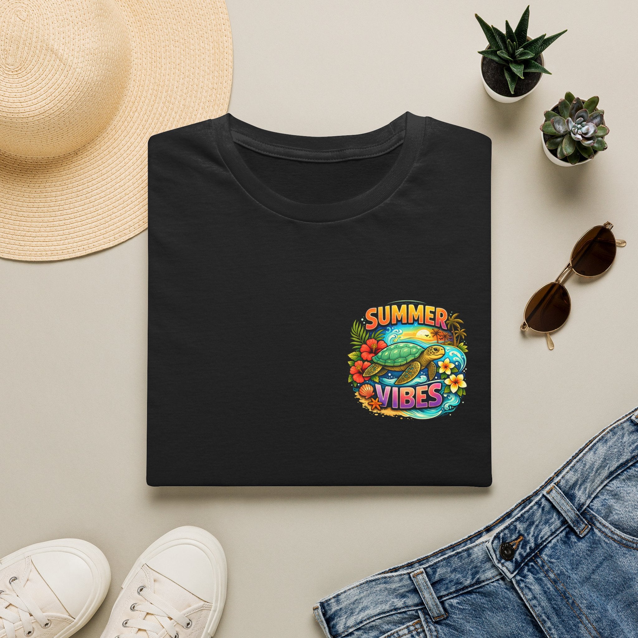 Summer Vibes Sea Turtle T-Shirt — Cute Beach Gift for Women Surf Floral Graphic Tee