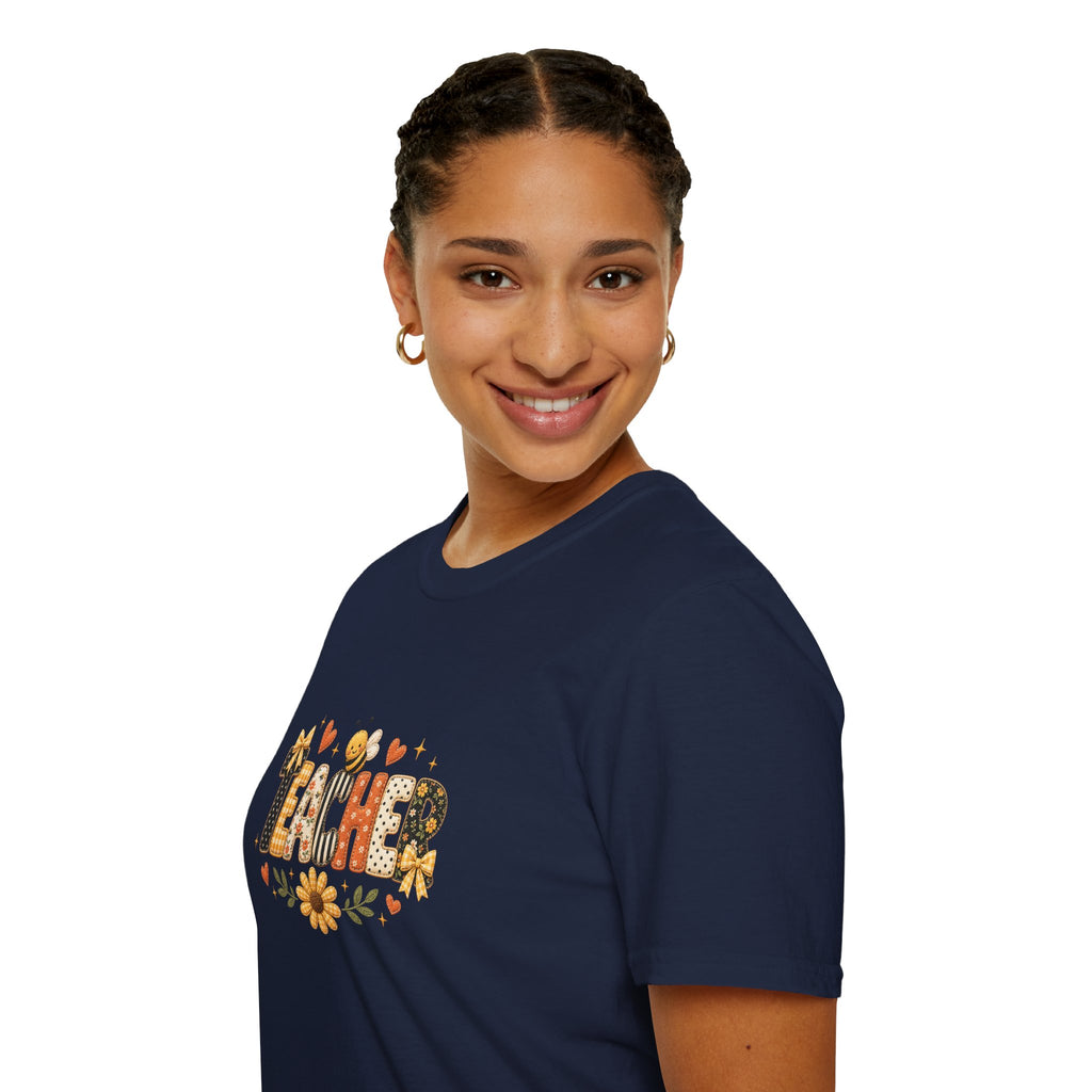 Teacher Floral Bee T-Shirt — Cute Back-to-School Gift for Teachers Graphic Tee