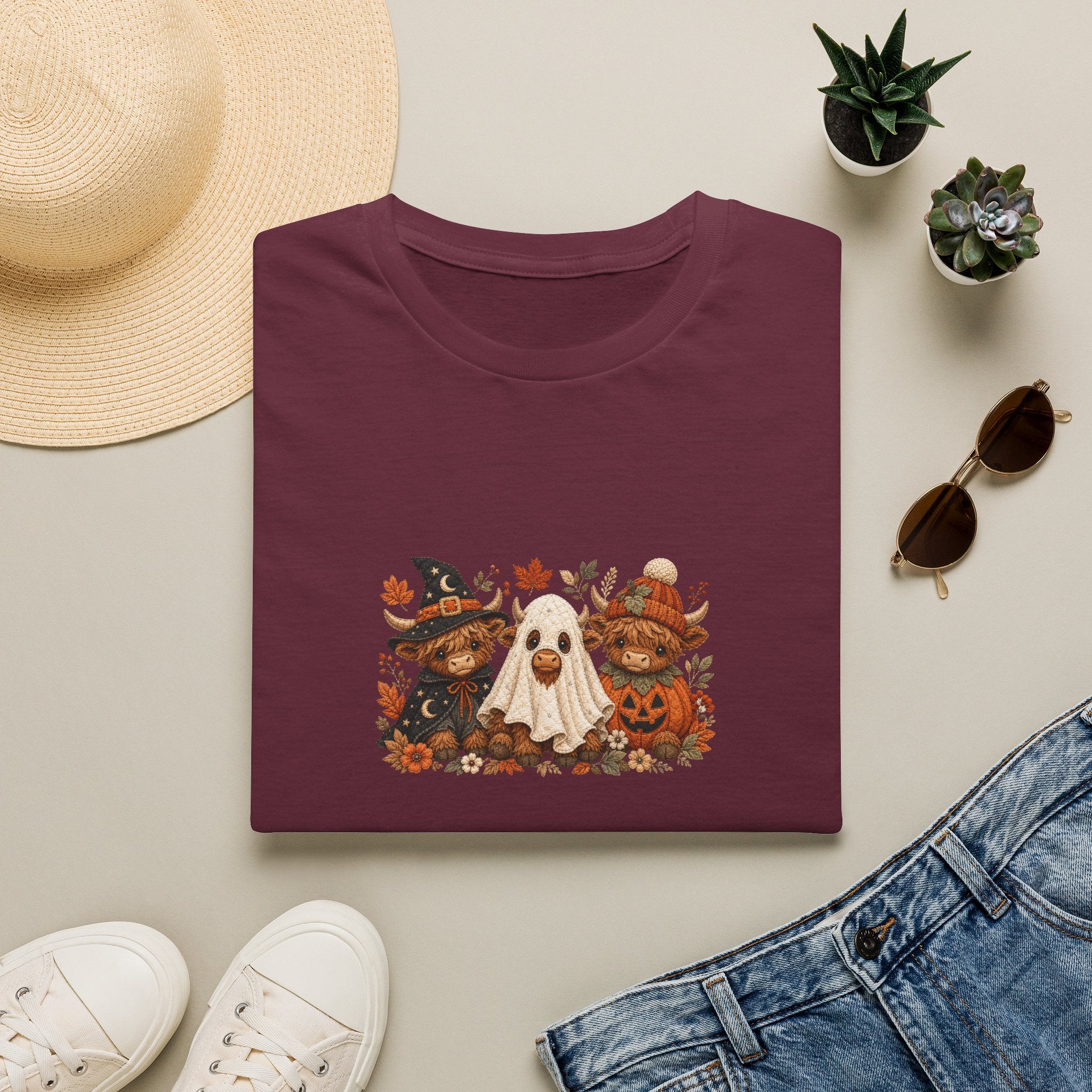 Halloween Cows Trio T-Shirt — Cute Funny Gift for Her Ghost & Pumpkin Fall Tee