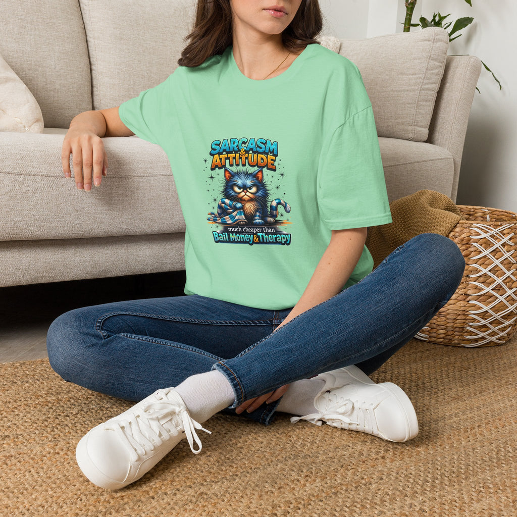 Sarcasm & Attitude Grumpy Cat T-Shirt — Funny Sarcastic Gift for Her Graphic Tee