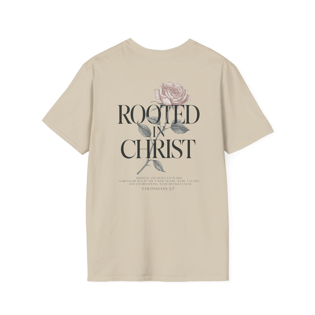 Rooted in Christ Floral T-Shirt — Christian Gift for Women Faith Graphic Tee