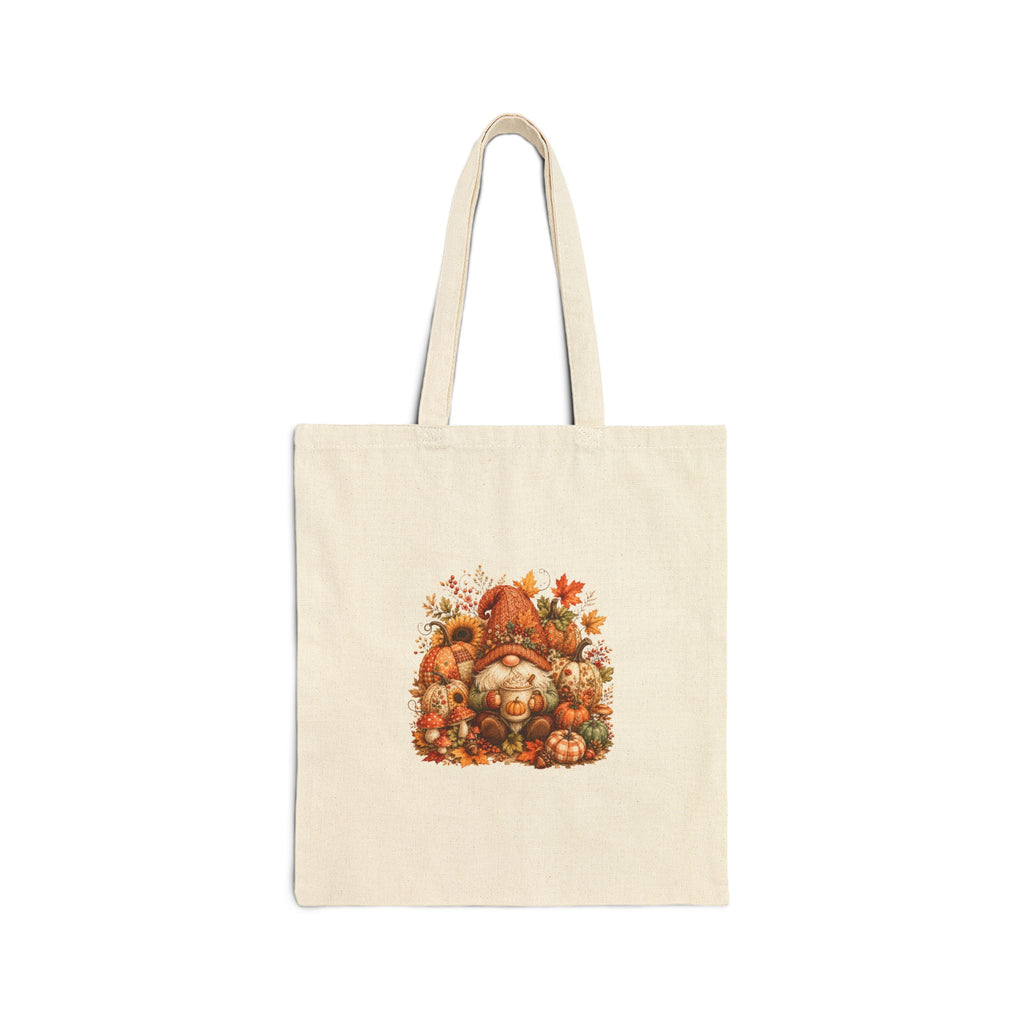 Autumn Gnome Harvest Canvas Tote Bag — Cute Fall Gift for Women Market Shopper
