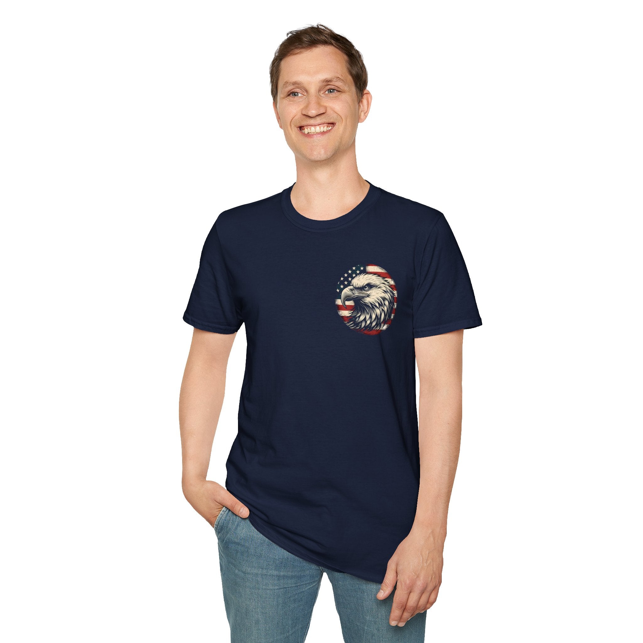 Patriotic Bald Eagle T-Shirt — American Flag Gift for Him Fourth of July Graphic Tee