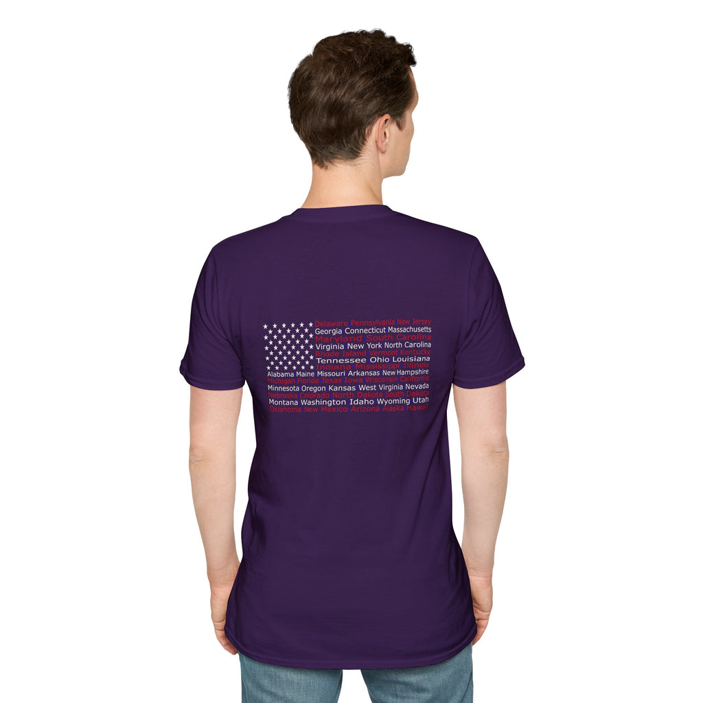 United American Flag T-Shirt — Patriotic Gift for Him Red Chest Graphic Tee