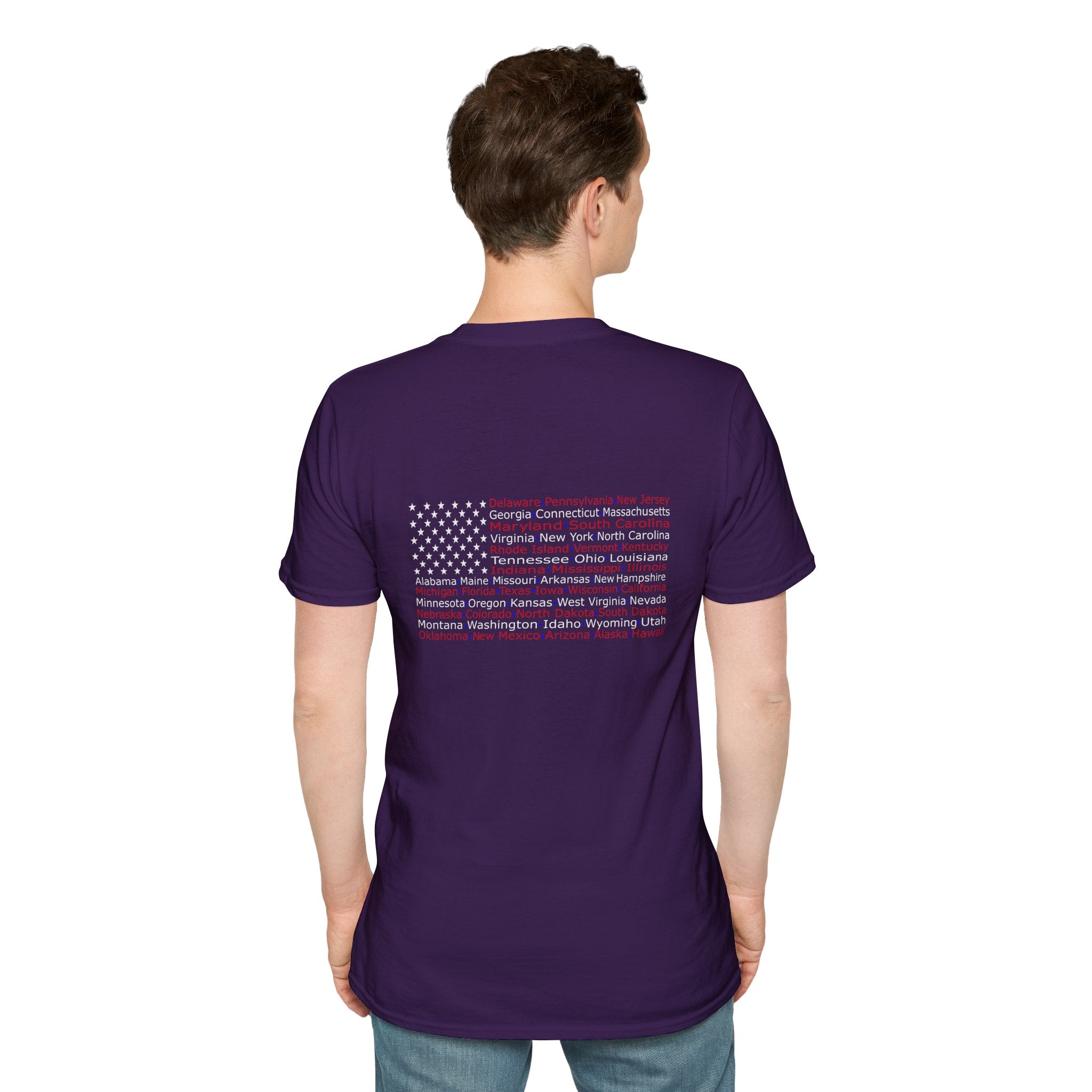 United American Flag T-Shirt — Patriotic Gift for Him Red Chest Graphic Tee