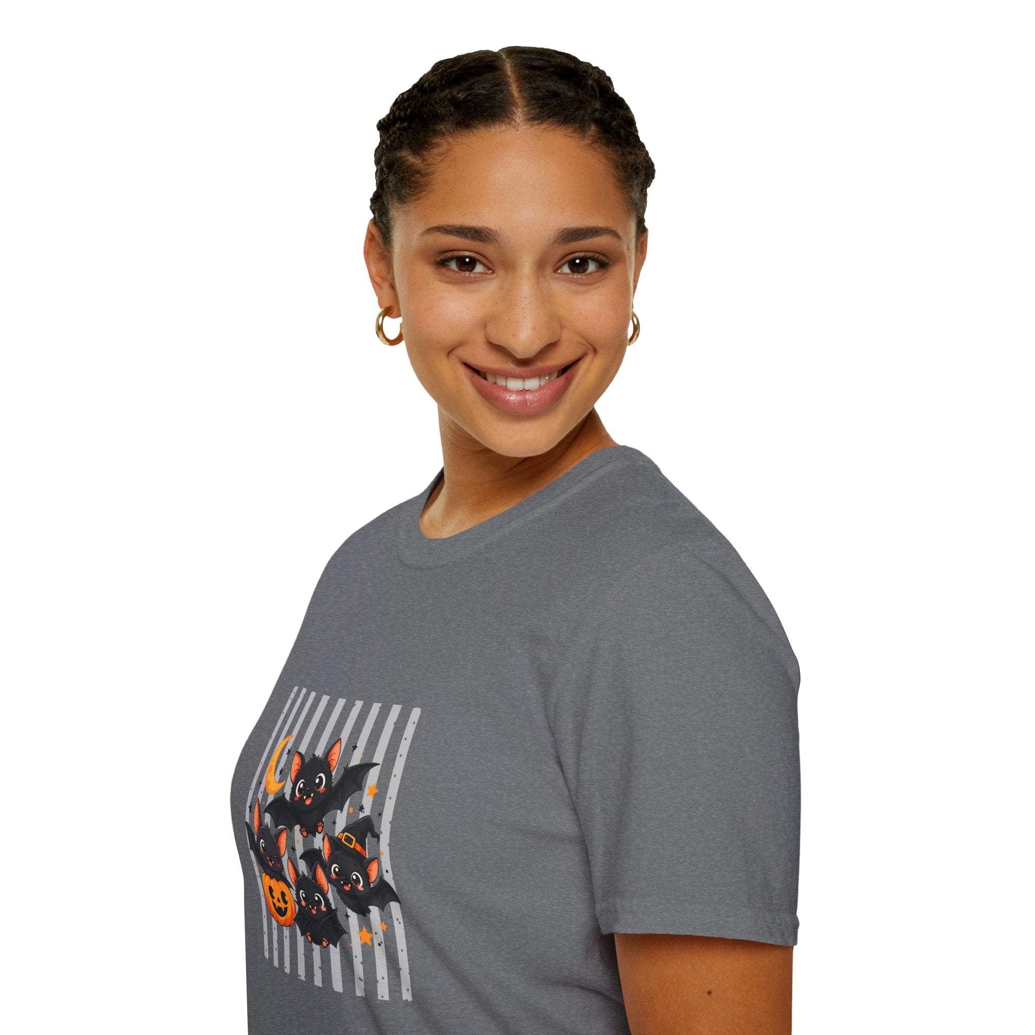 Halloween Bats Pumpkin Moon T-Shirt — Cute Spooky Gift for Women Graphic Tee