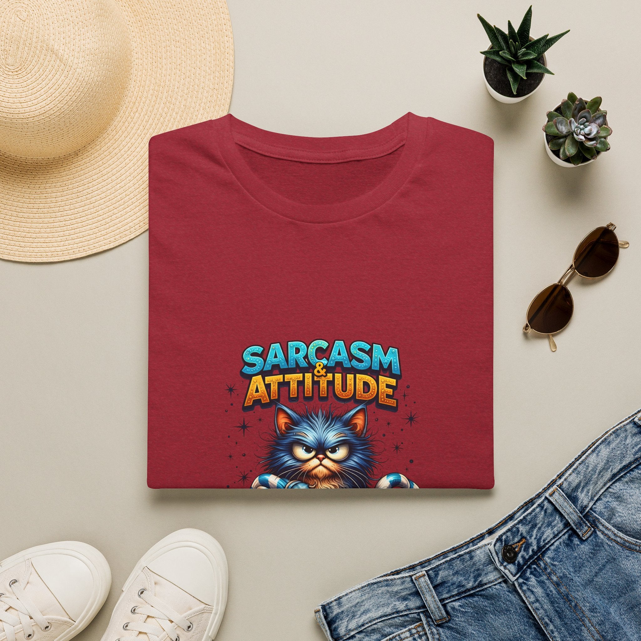 Sarcasm & Attitude Grumpy Cat T-Shirt — Funny Sarcastic Gift for Her Graphic Tee