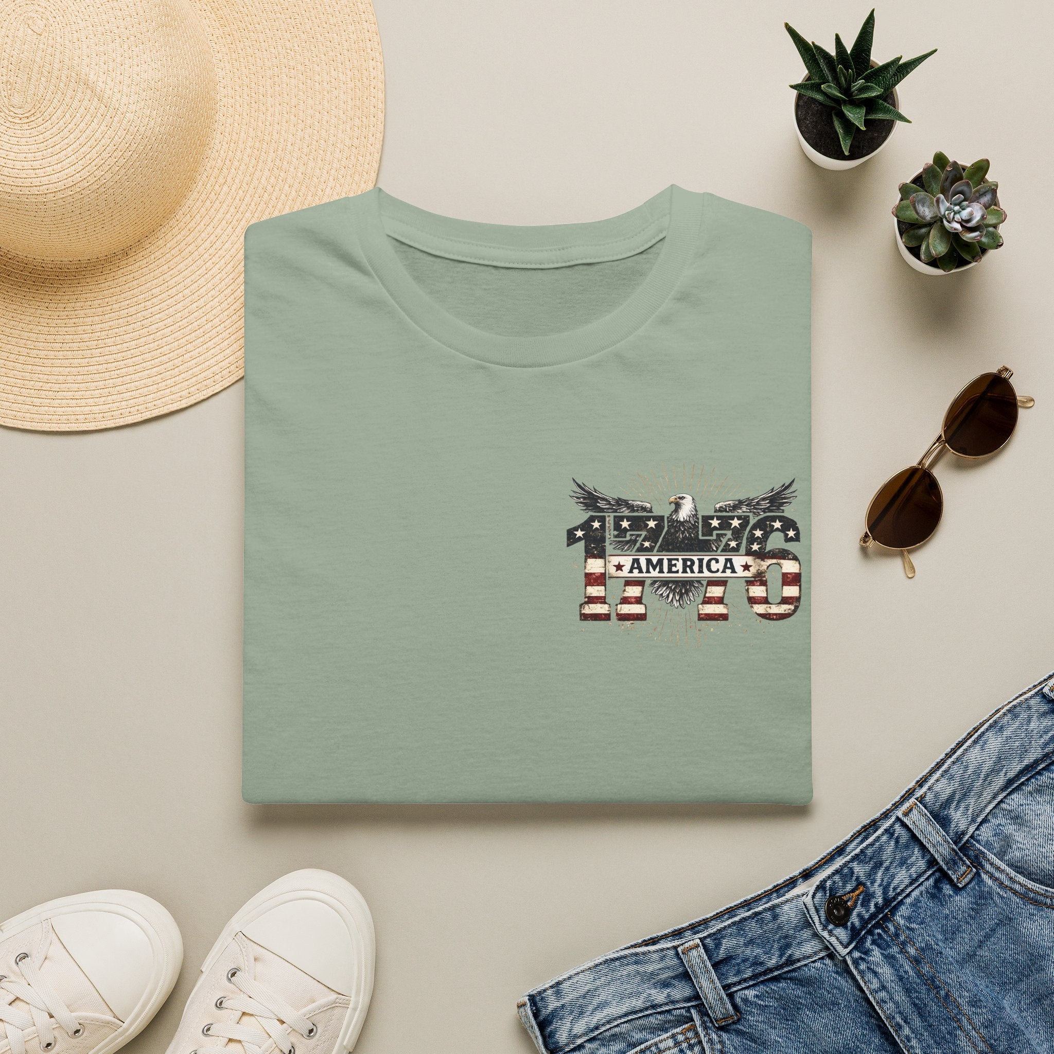 1776 American Flag Eagle T-Shirt — Vintage Patriotic Gift for Him Fourth of July Tee