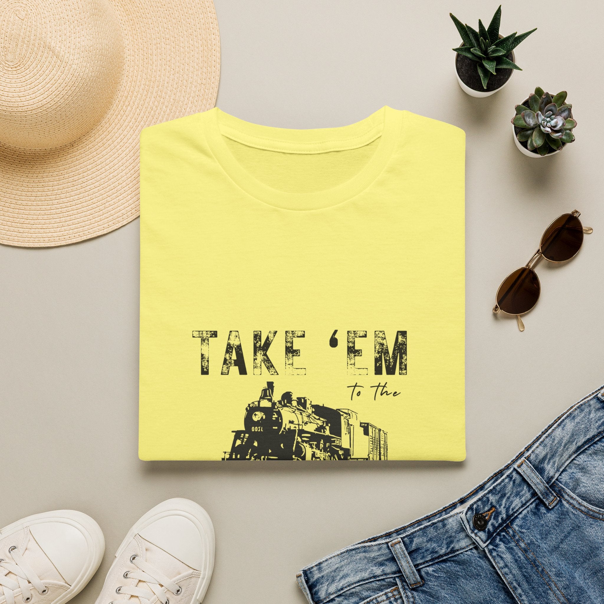 Take 'Em to the Train Station T-Shirt — Funny Sarcastic Gift Vintage Engine Graphic Tee