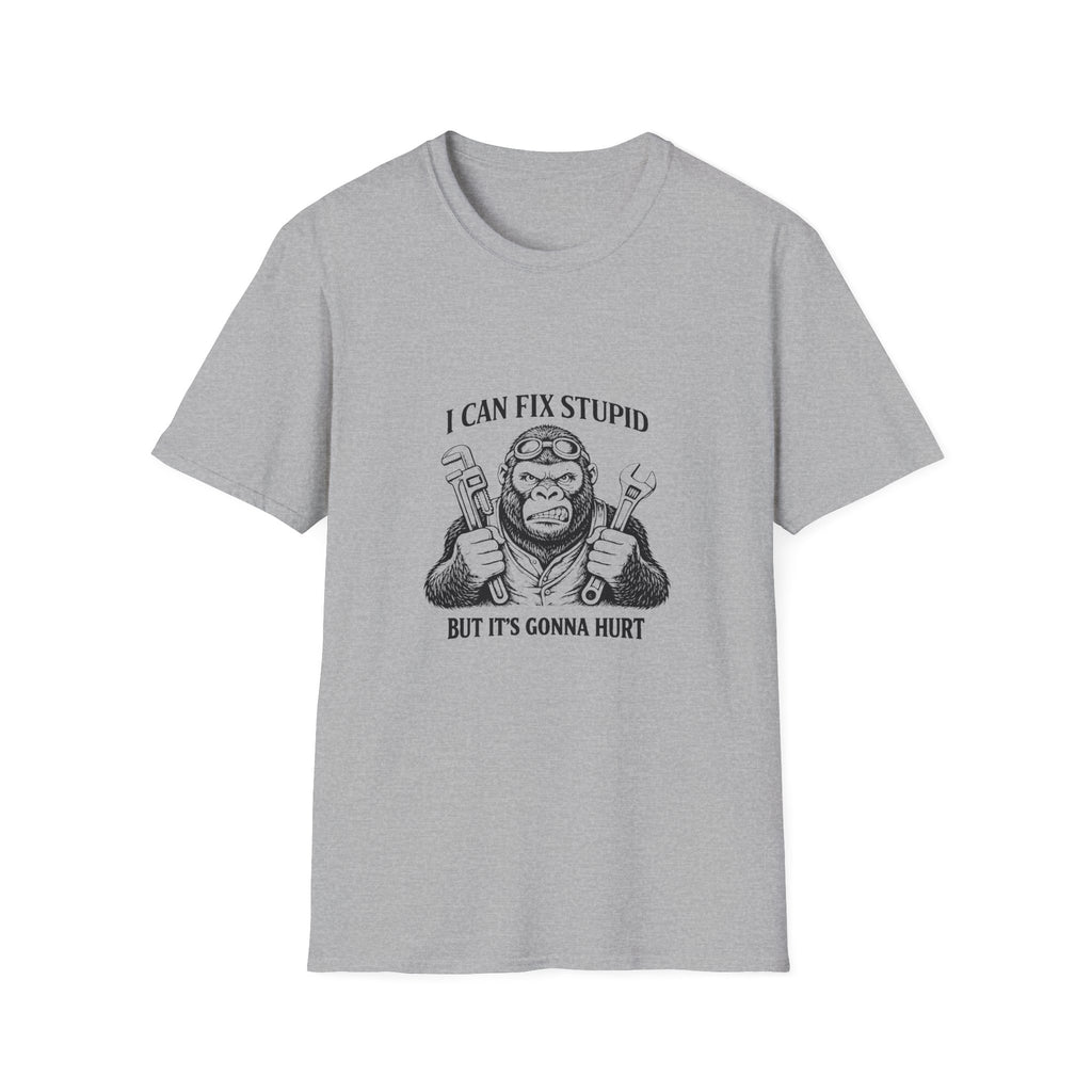 I Can Fix Stupid T-Shirt — Funny Mechanic Gift for Him Monkey Graphic Tee