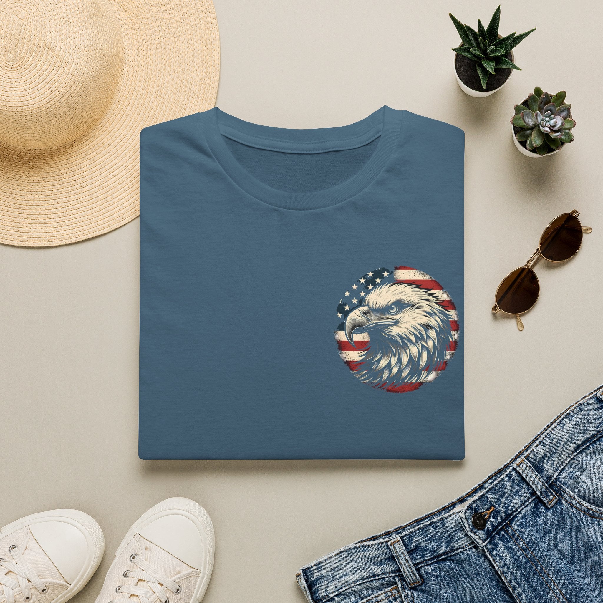 Patriotic Bald Eagle T-Shirt — American Flag Gift for Him Fourth of July Graphic Tee